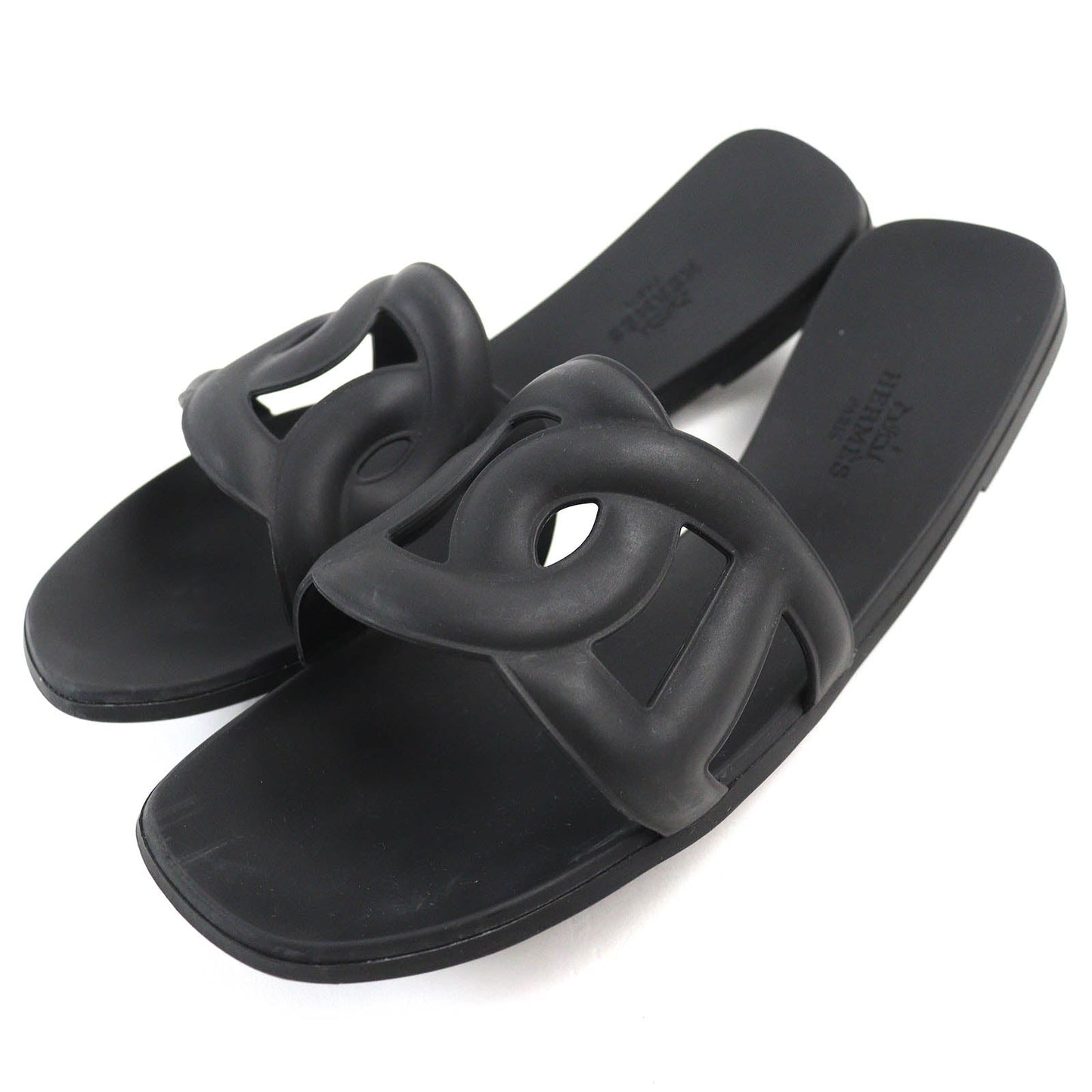 HERMES Sandals rubber black 37