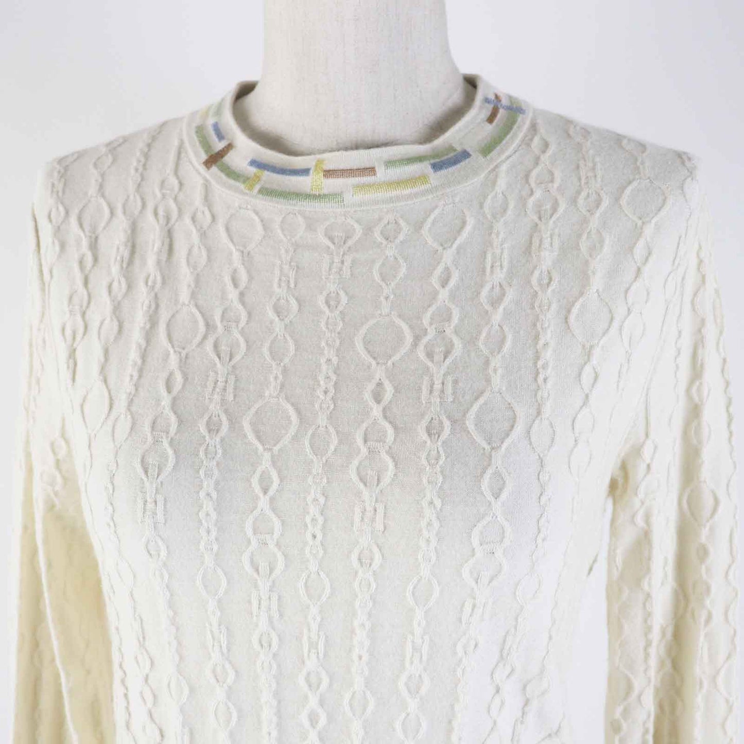 HERMES knit 3H2619DA cashmere Ivory Do Re Boucles 36