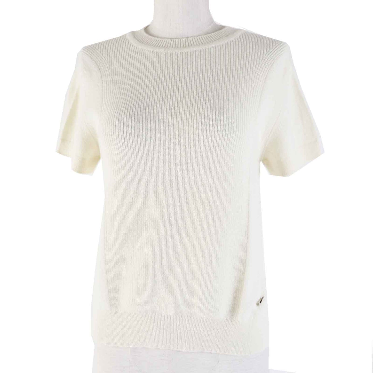 HERMES Short sleeve knit 4E2600DT cashmere white 38