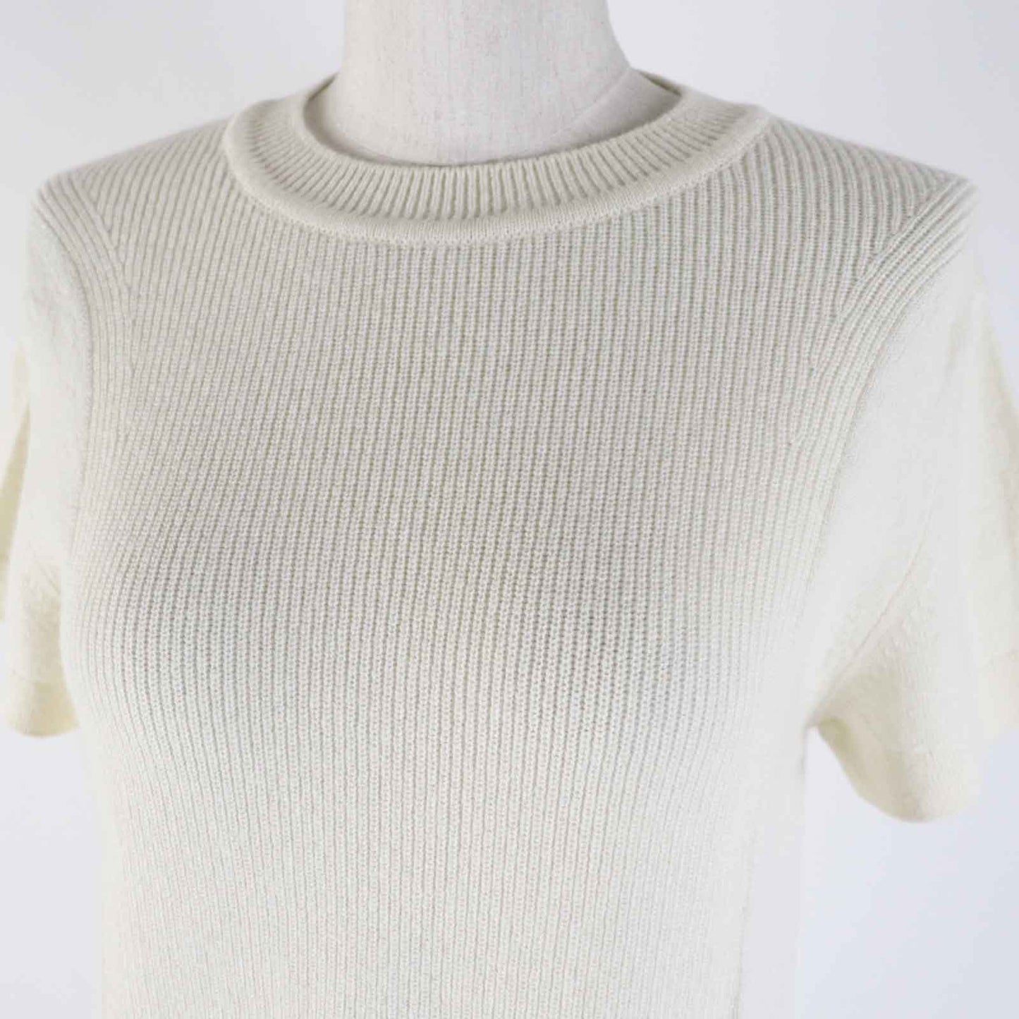 HERMES Short sleeve knit 4E2600DT cashmere white 38