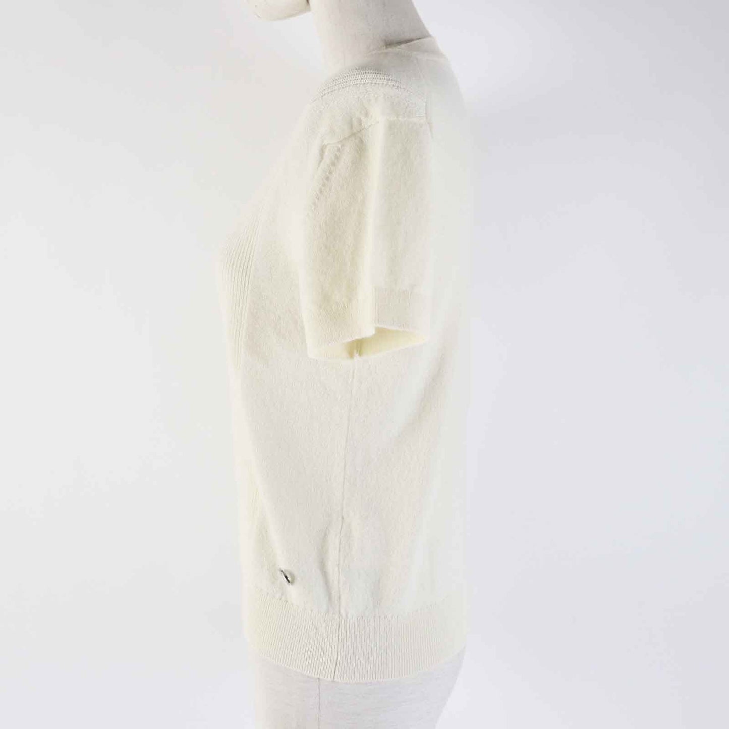 HERMES Short sleeve knit 4E2600DT cashmere white 38