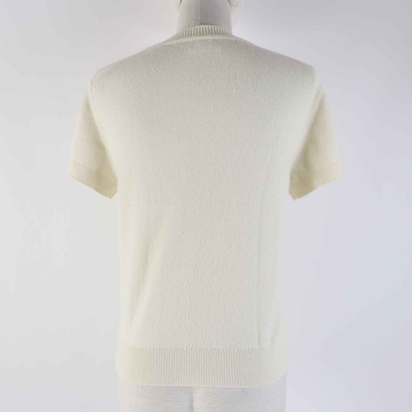 HERMES Short sleeve knit 4E2600DT cashmere white 38