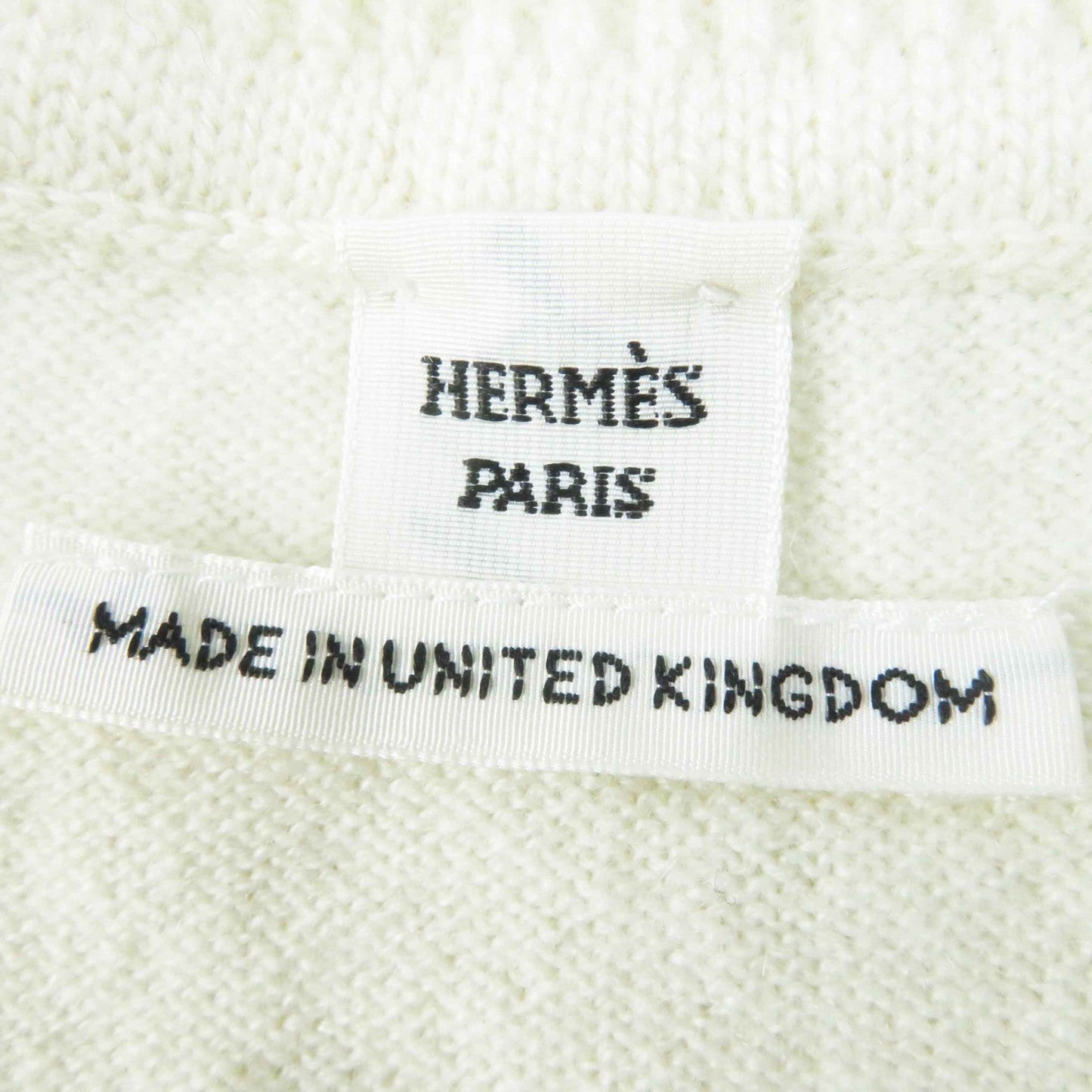 HERMES Short sleeve knit 4E2600DT cashmere white 38