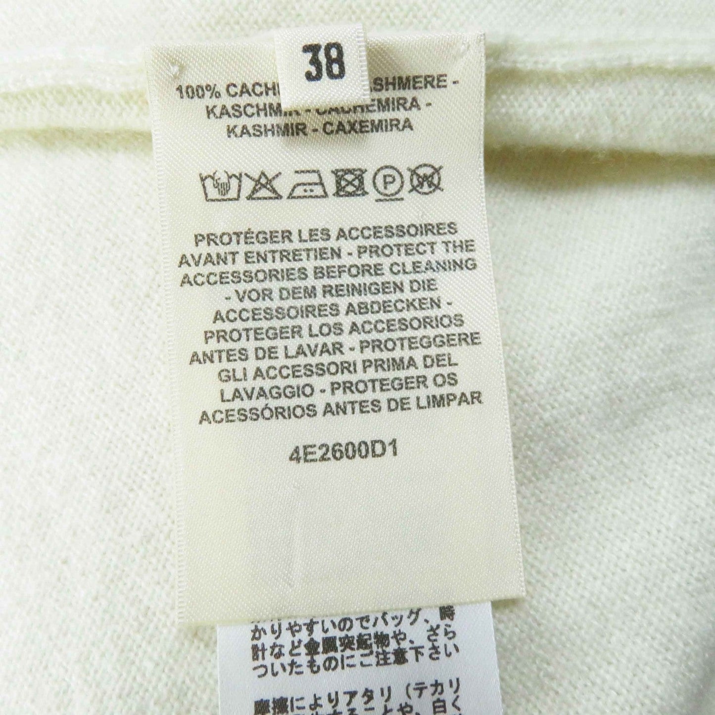 HERMES Short sleeve knit 4E2600DT cashmere white 38