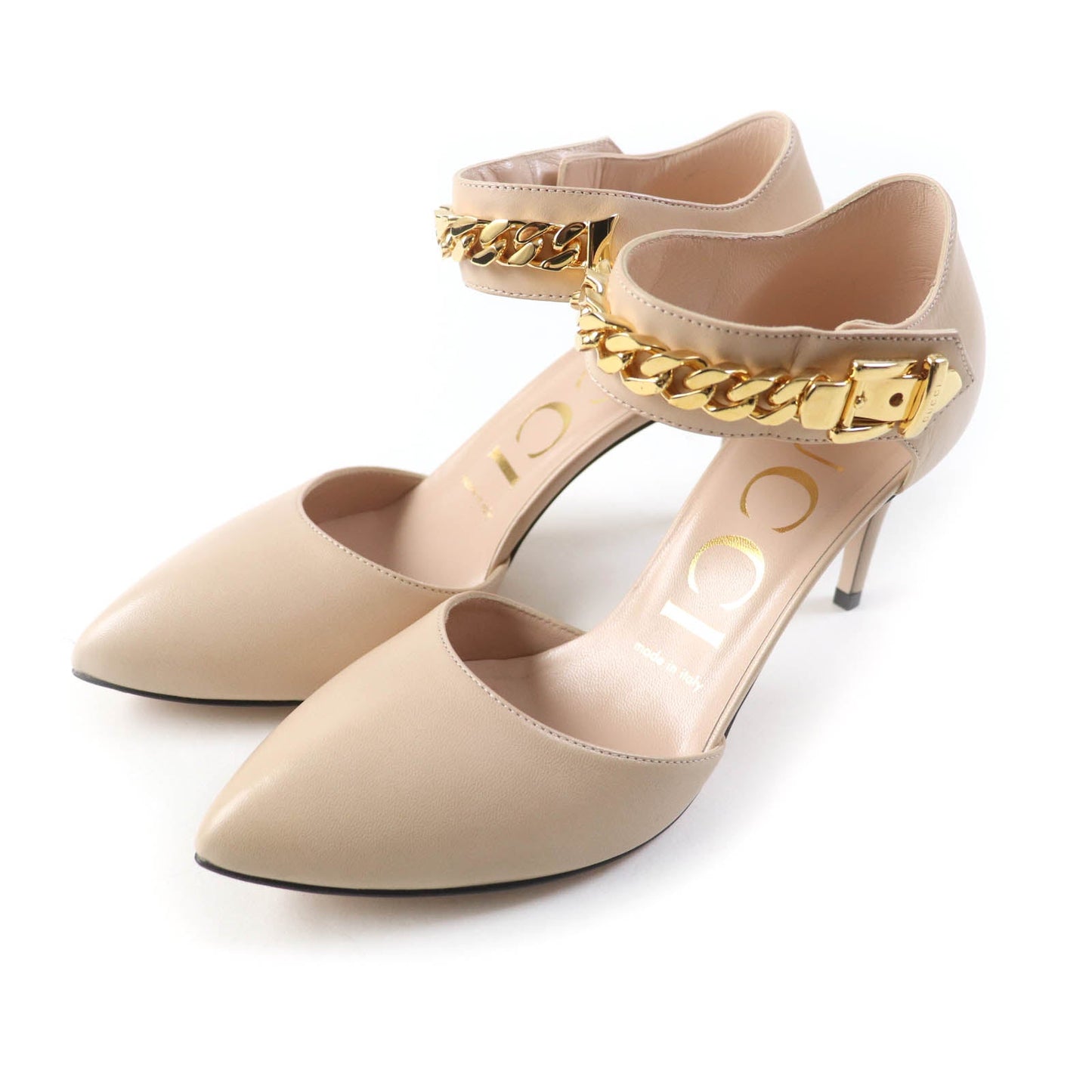 GUCCI pumps 626711 leather beige 36.5