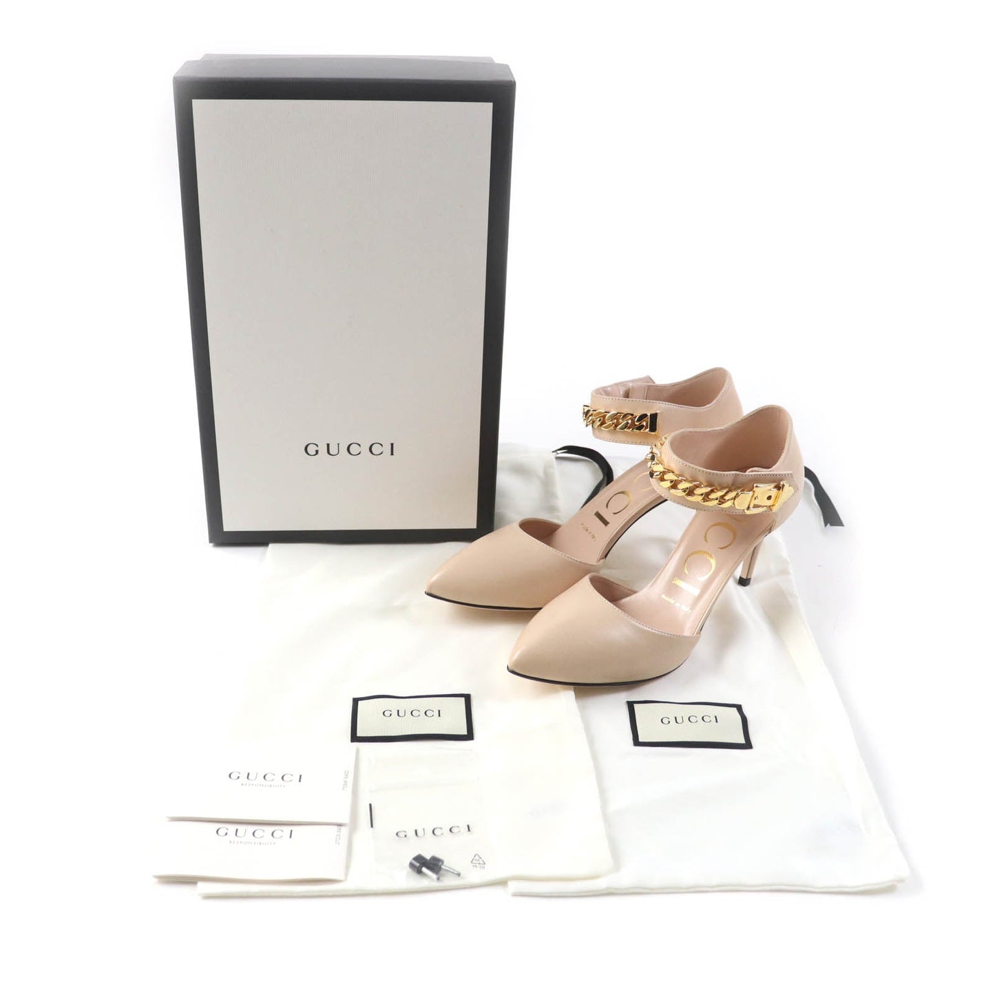 GUCCI pumps 626711 leather beige 36.5