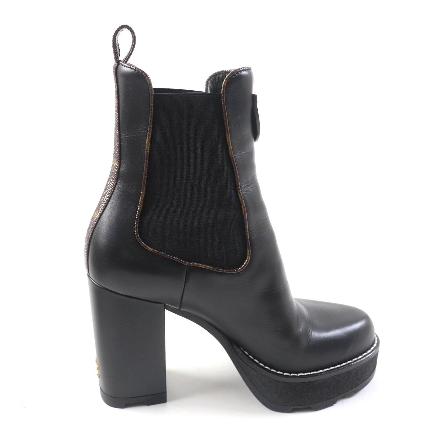 LOUIS VUITTON Ankle boots 1AABB7 leather Black brown Bobble Line 37