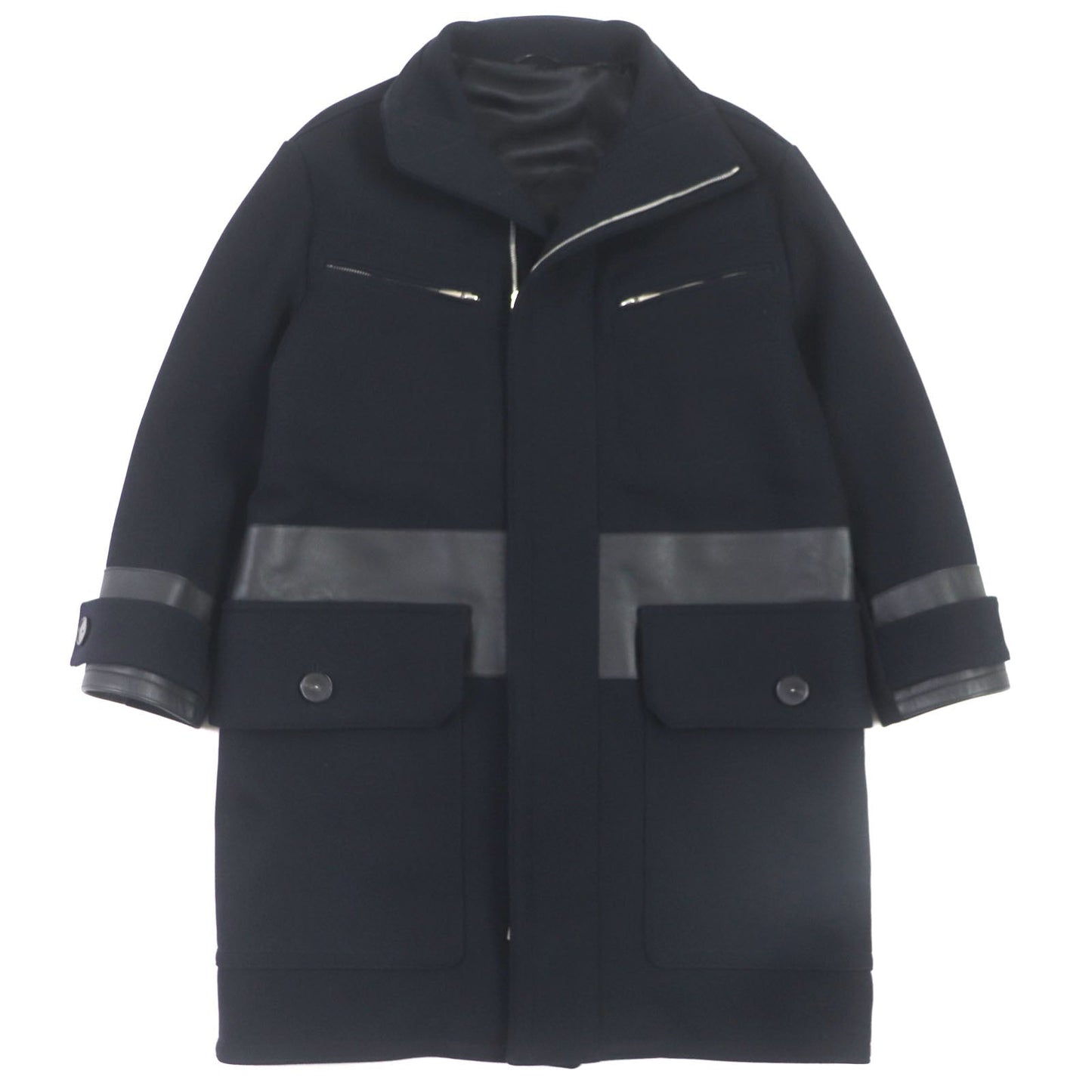 HERMES coat wool Dark navy 44