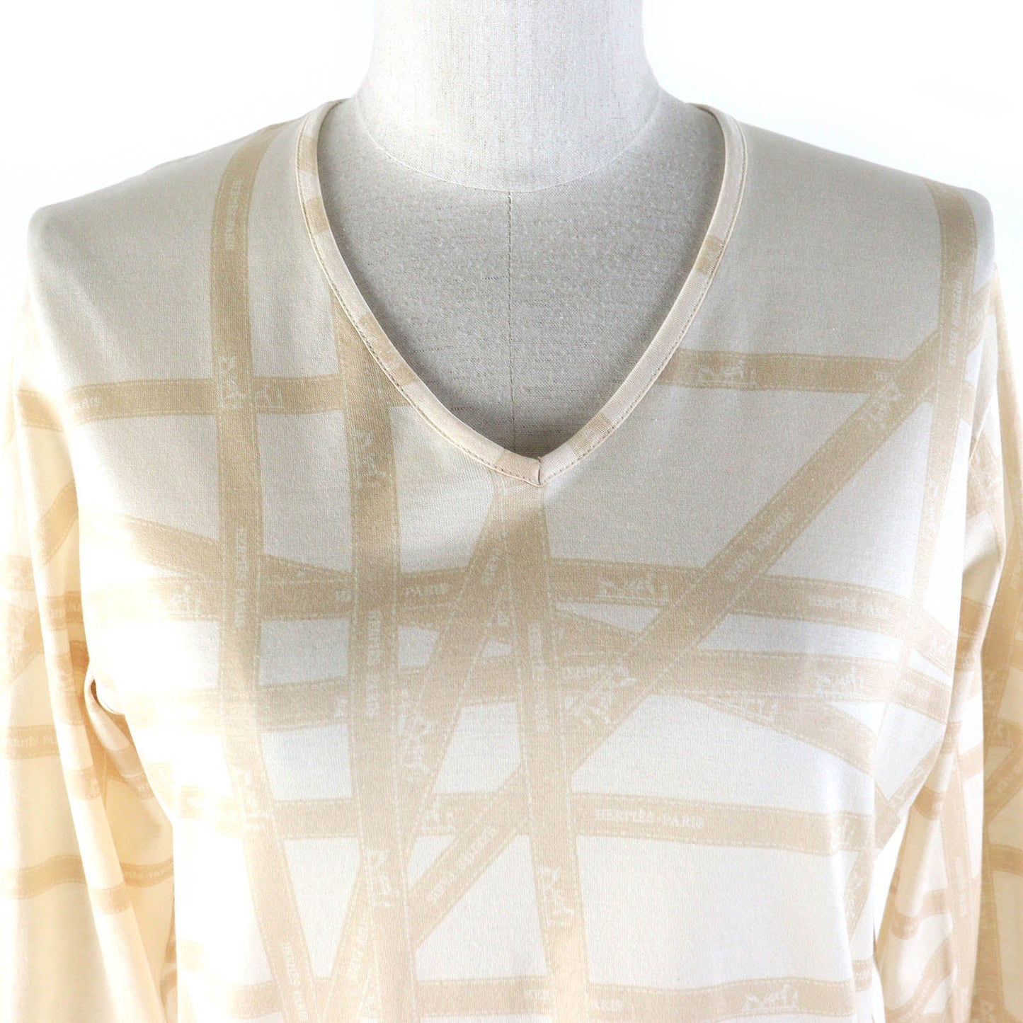 HERMES Long-sleeved T-shirt cotton beige M