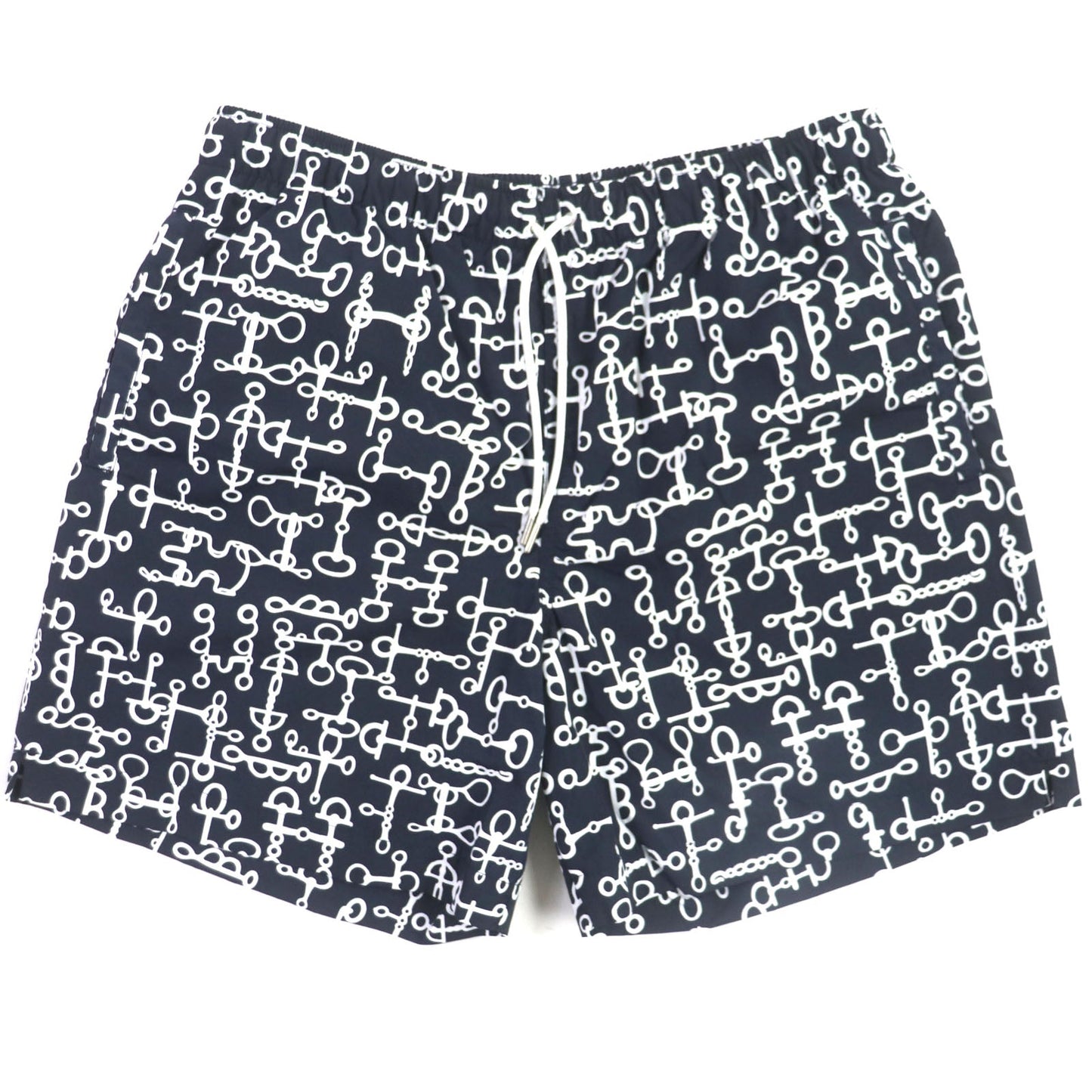 HERMES Shorts polyamide Dark Navy White BOXER LONG M