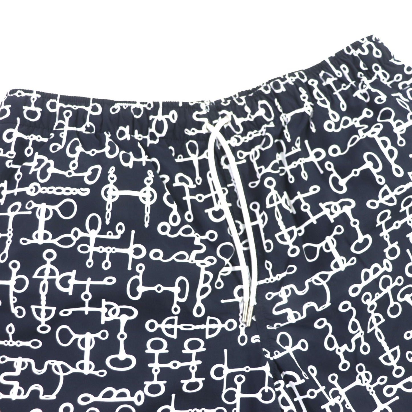 HERMES Shorts polyamide Dark Navy White BOXER LONG M