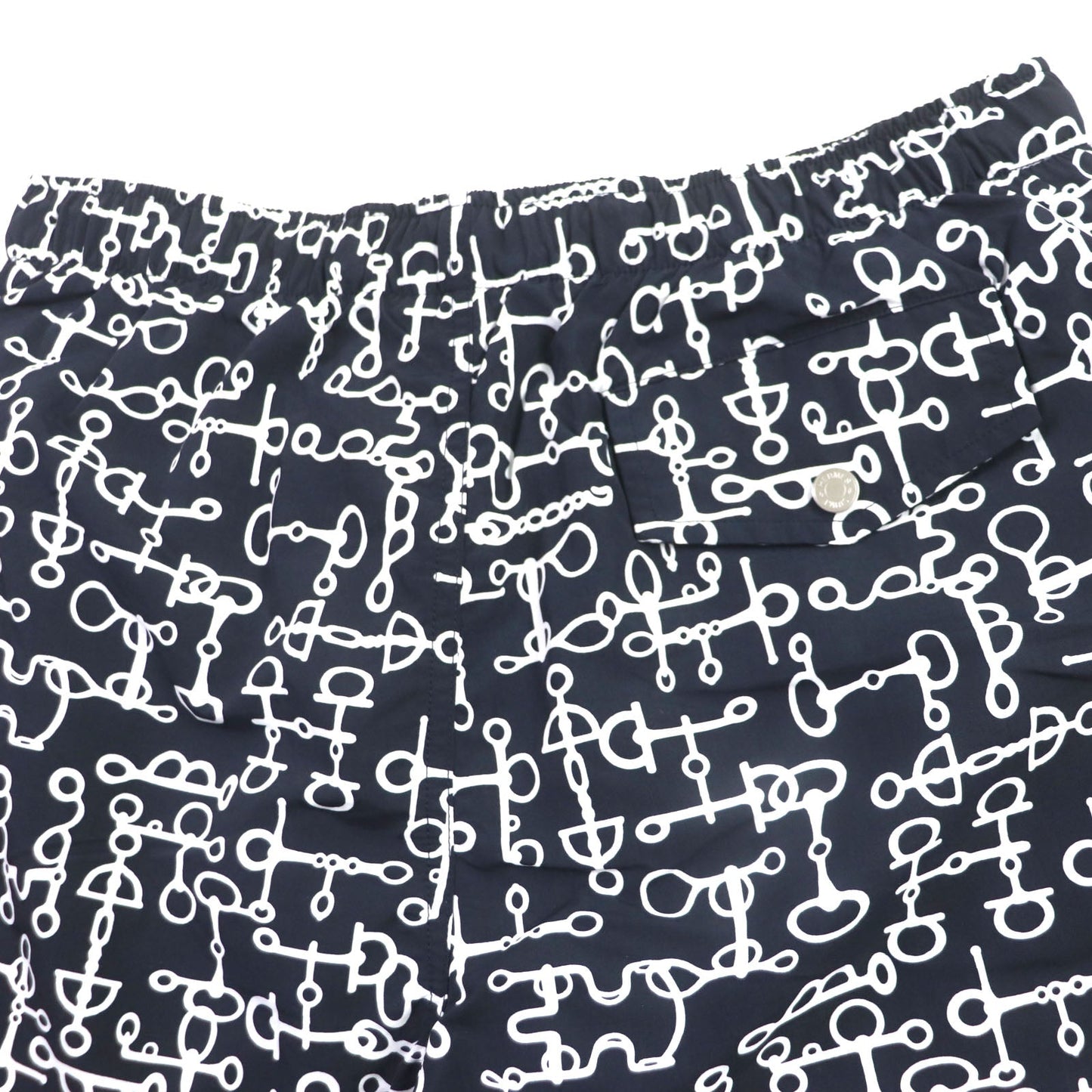 HERMES Shorts polyamide Dark Navy White BOXER LONG M
