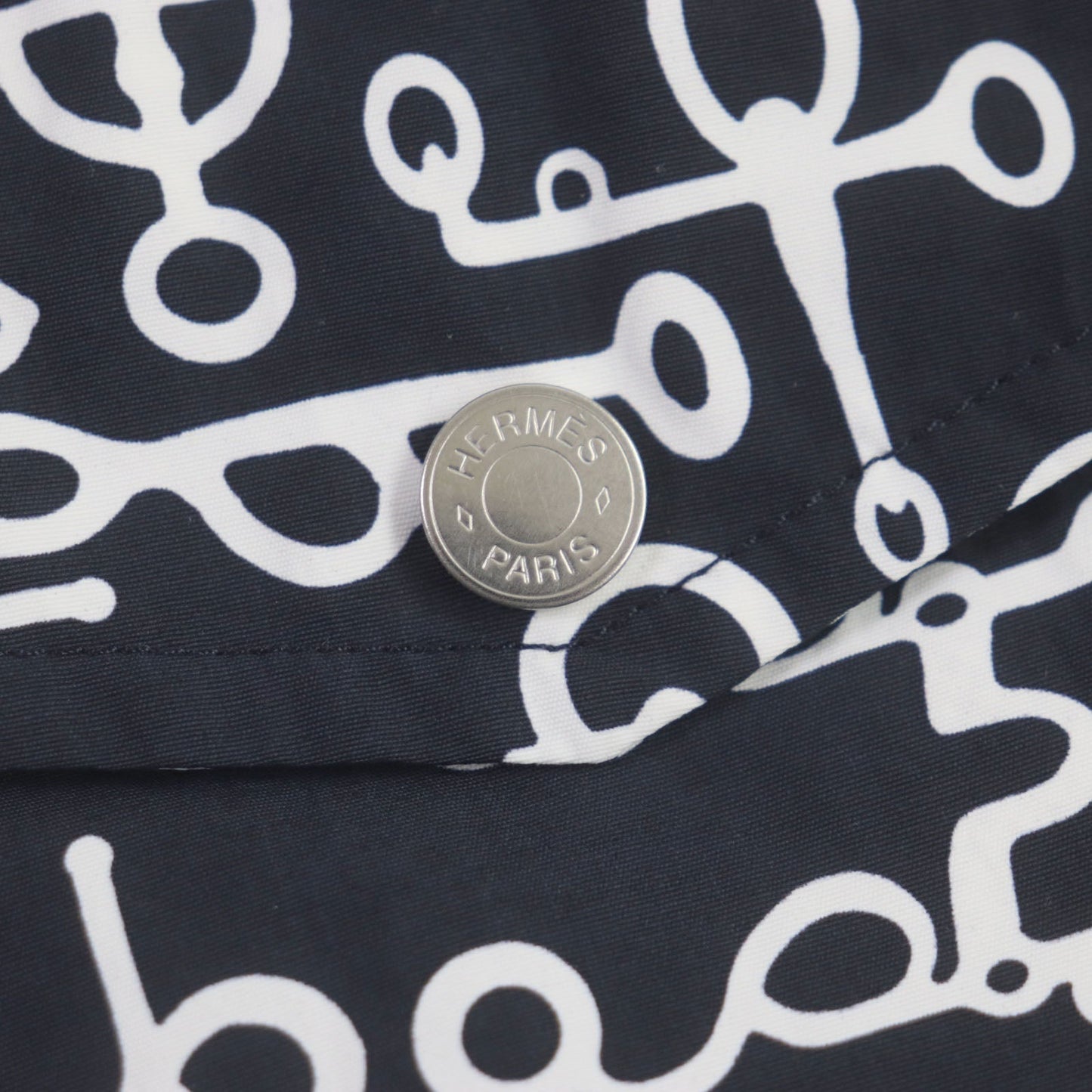 HERMES Shorts polyamide Dark Navy White BOXER LONG M