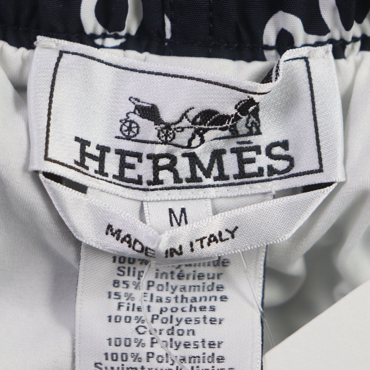 HERMES Shorts polyamide Dark Navy White BOXER LONG M