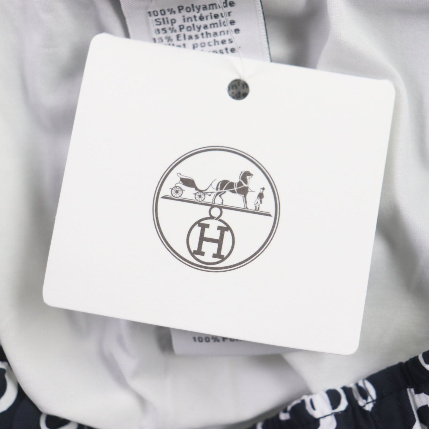 HERMES Shorts polyamide Dark Navy White BOXER LONG M