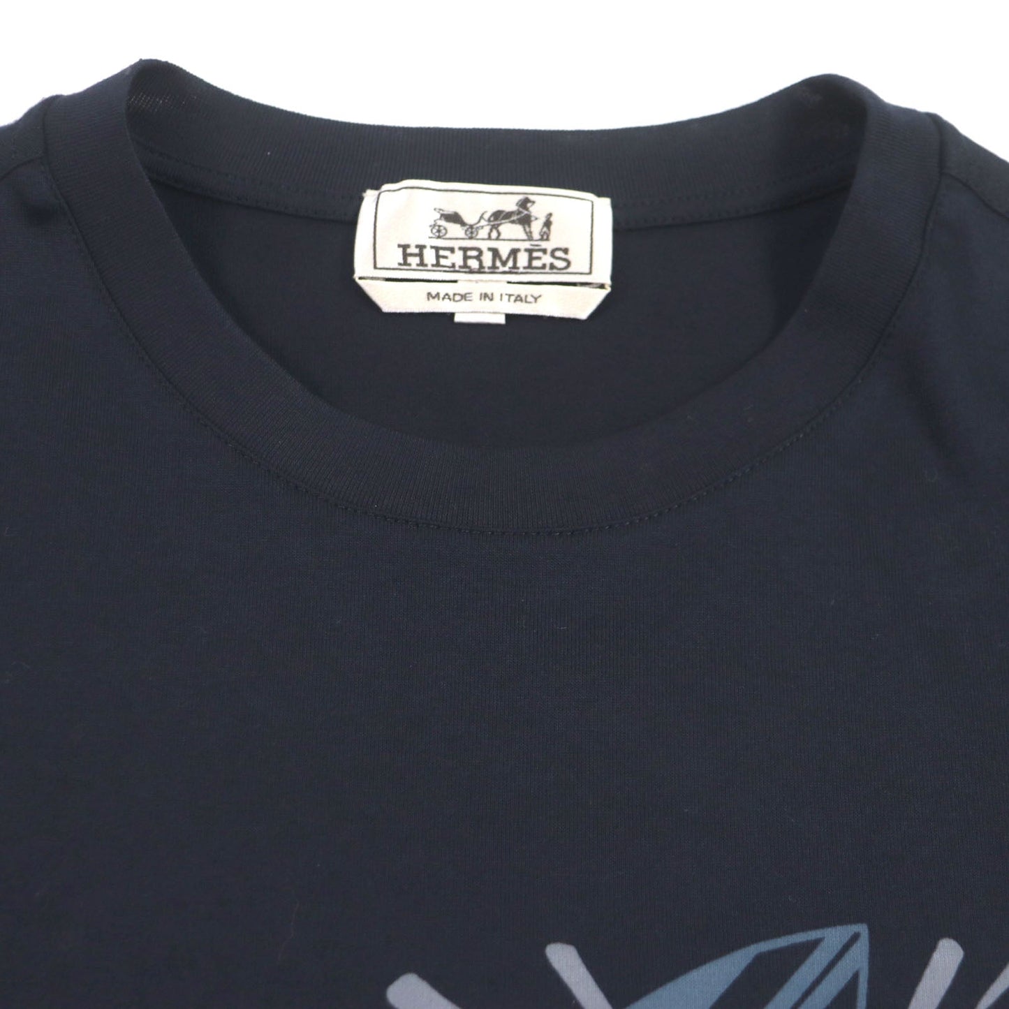 HERMES Short sleeve T-shirt cotton Navy Pool Watch M