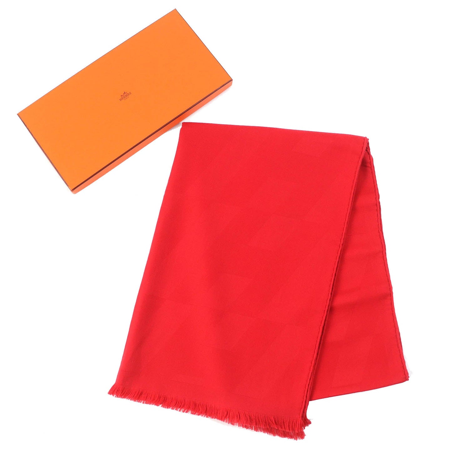 HERMES shawl 262223S cashmere Red Etol Bias H