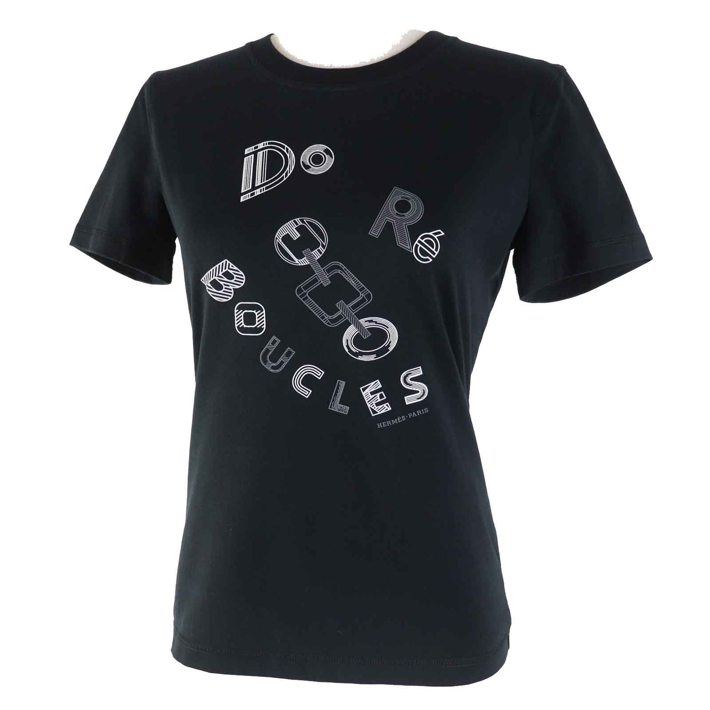 HERMES Short sleeve T-shirt 3H4611DL cotton black Do Re Boucles 34