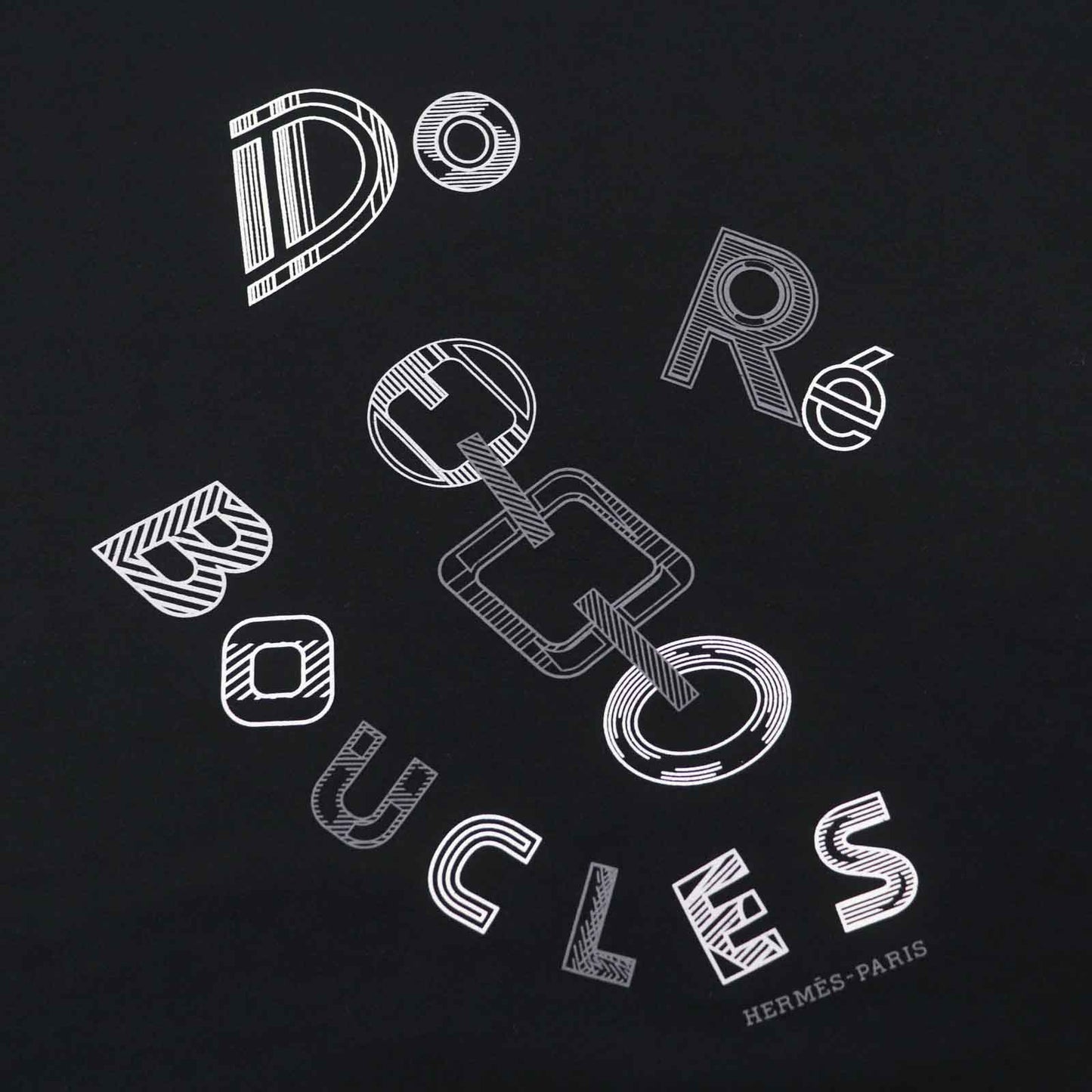 HERMES Short sleeve T-shirt 3H4611DL cotton black Do Re Boucles 34