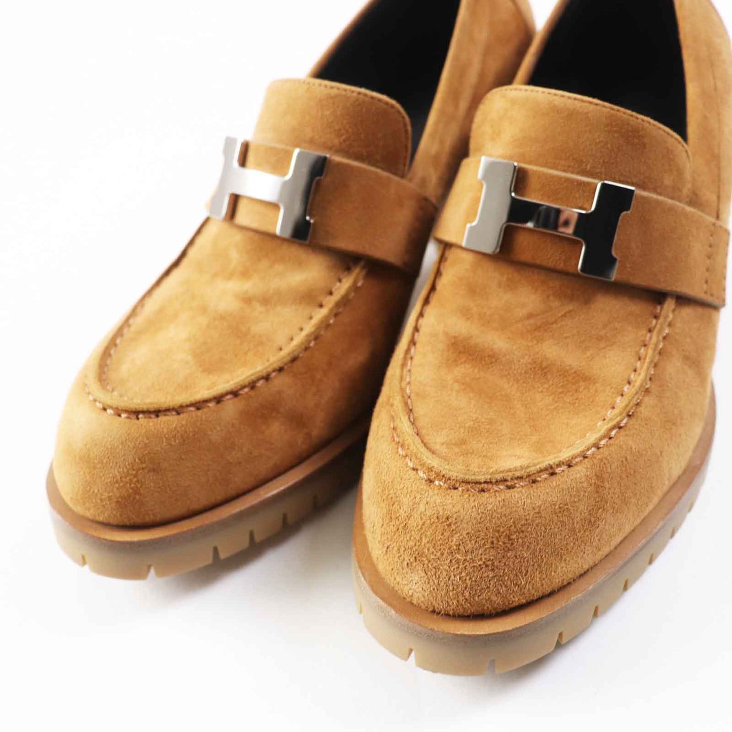 HERMES pumps 222061 Suede leather Camel 36