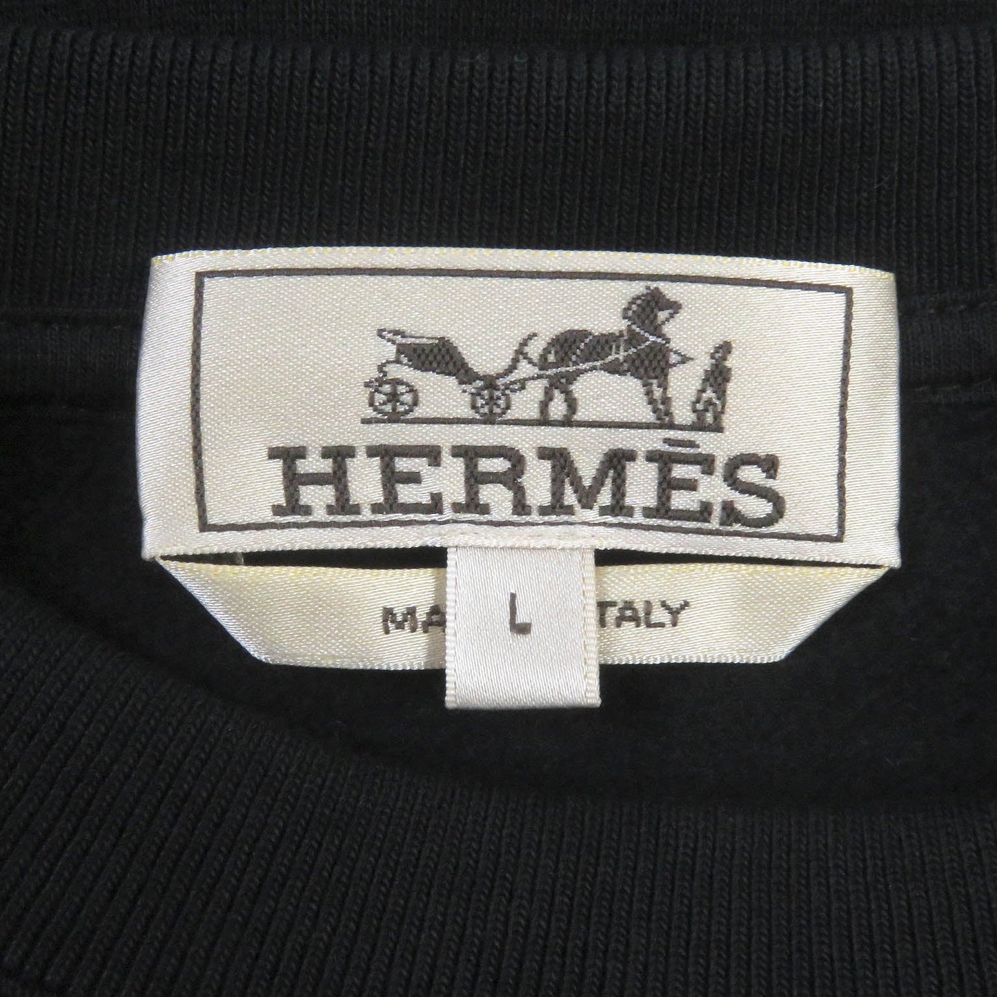 HERMES sweat cotton black Run H L
