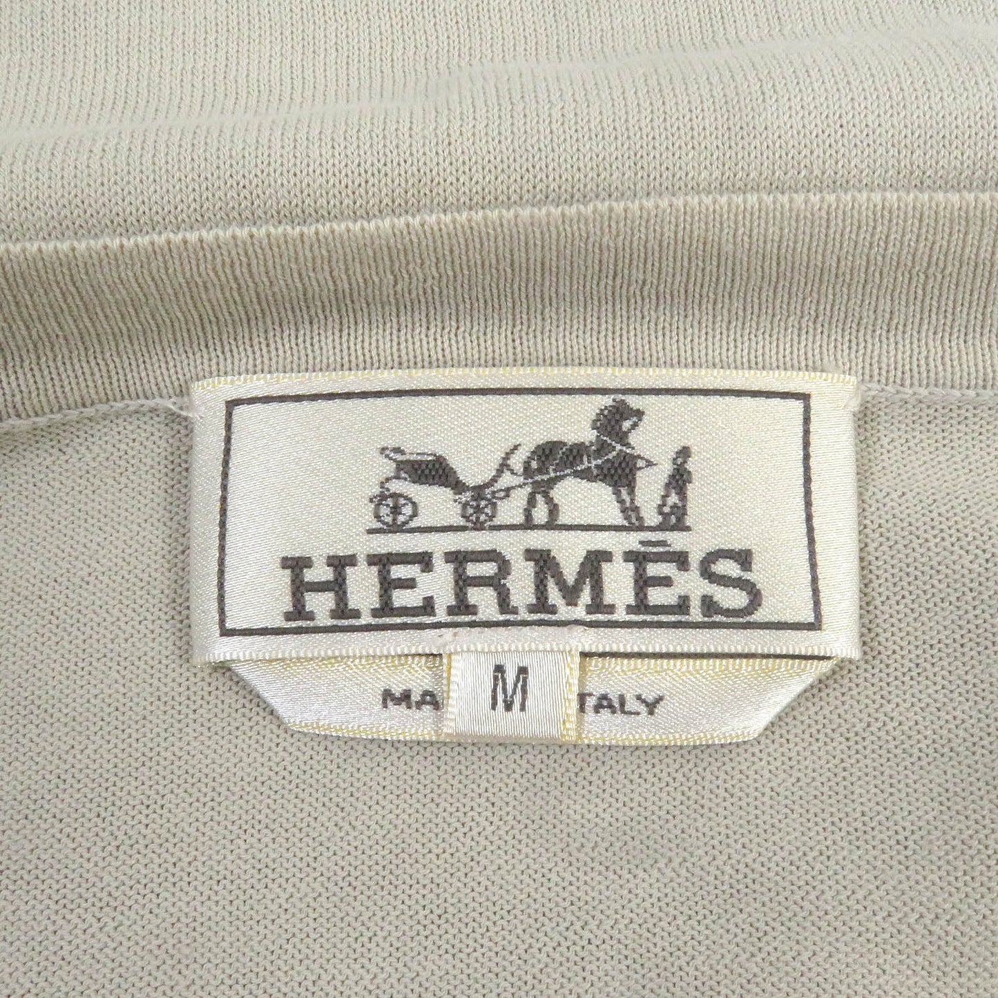 HERMES Short sleeve knit cotton light beige M