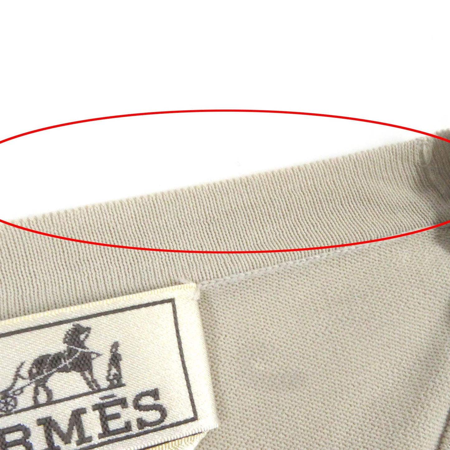HERMES Short sleeve knit cotton light beige M