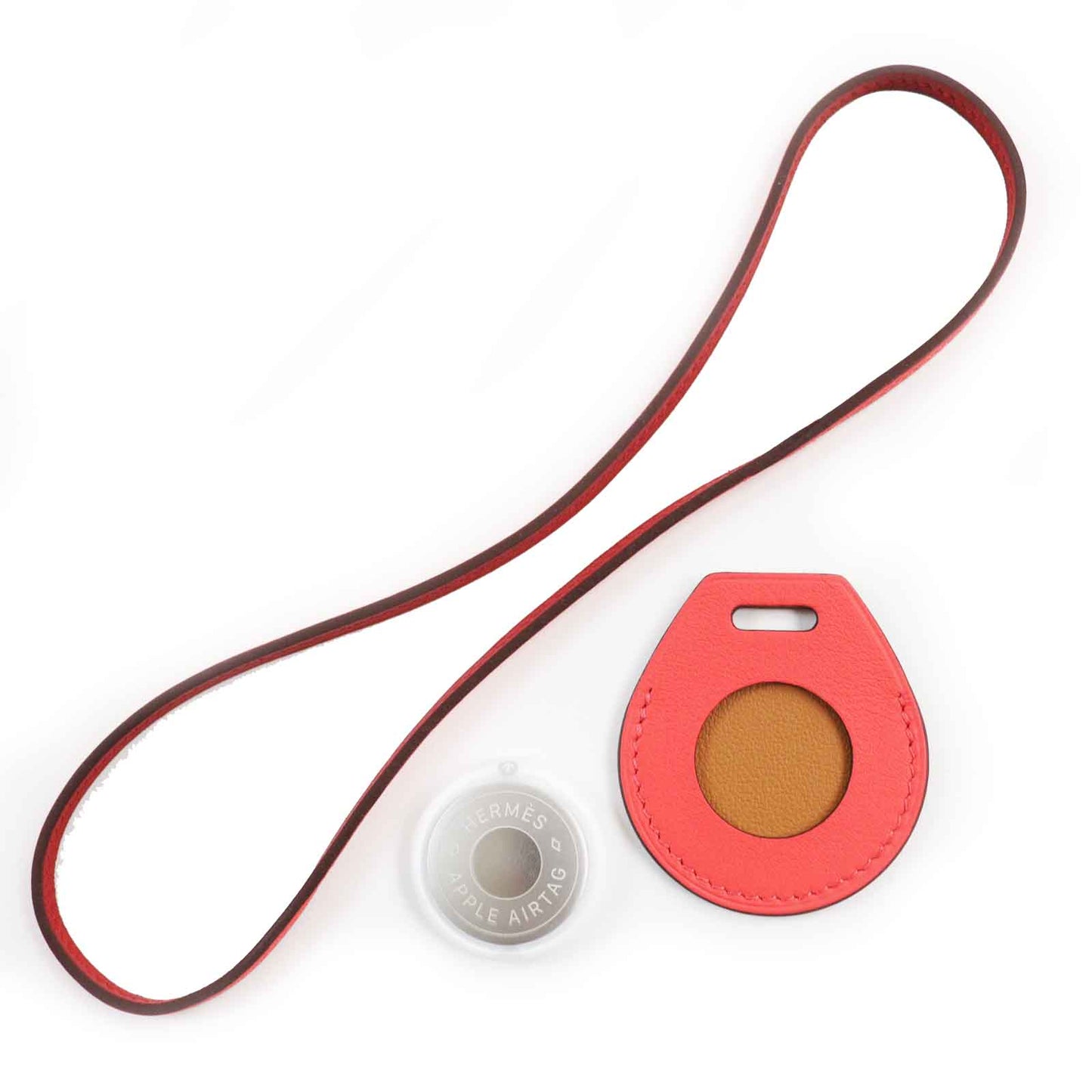 HERMES Other smartphones leather rose azale Apple AirTag AirTag