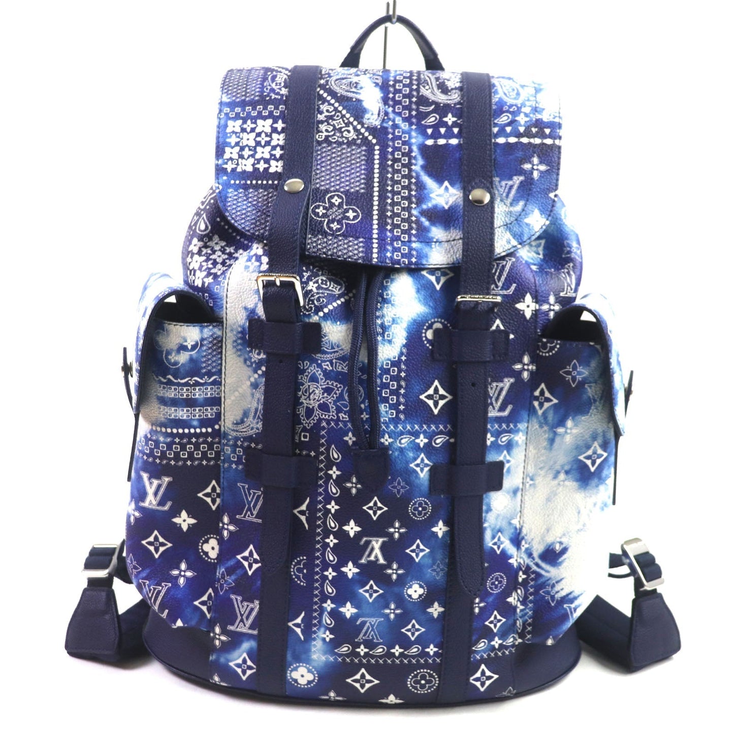 LOUIS VUITTON Backpack M20554 leather blue monogram bandana Christopher PM