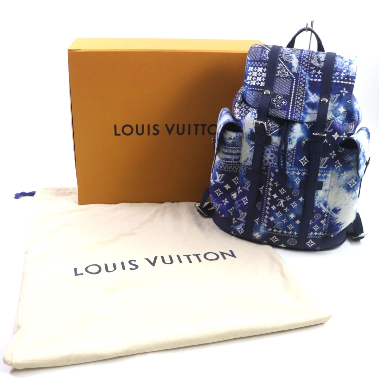 LOUIS VUITTON Backpack M20554 leather blue monogram bandana Christopher PM