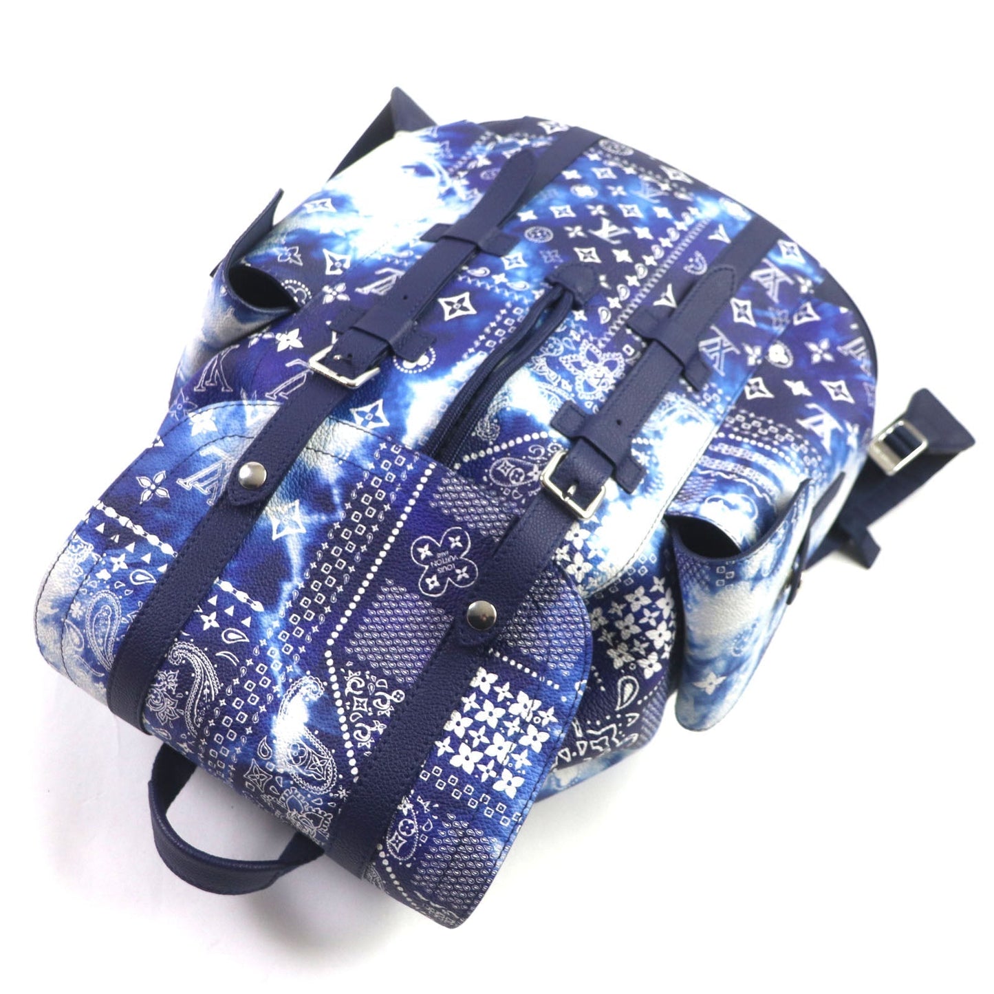 LOUIS VUITTON Backpack M20554 leather blue monogram bandana Christopher PM
