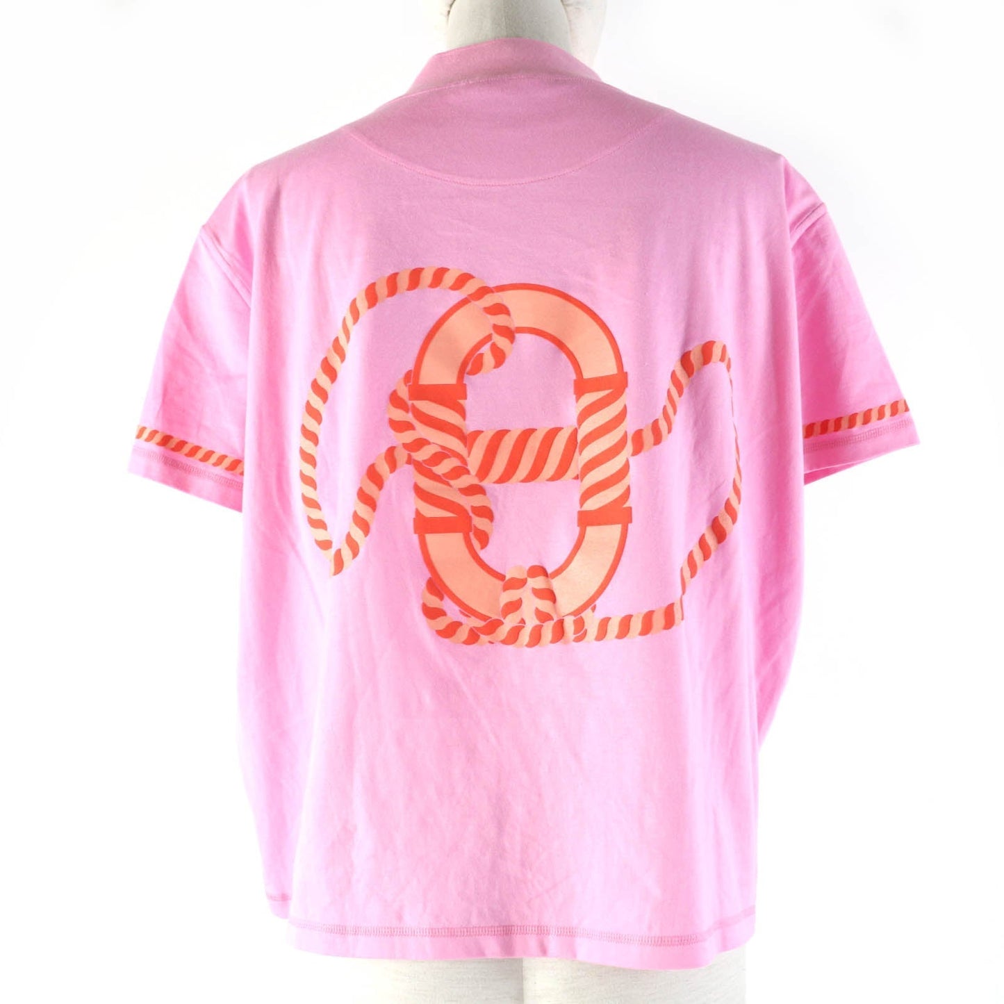 HERMES Short sleeve T-shirt 3E4621DL cotton pink cartouche 34
