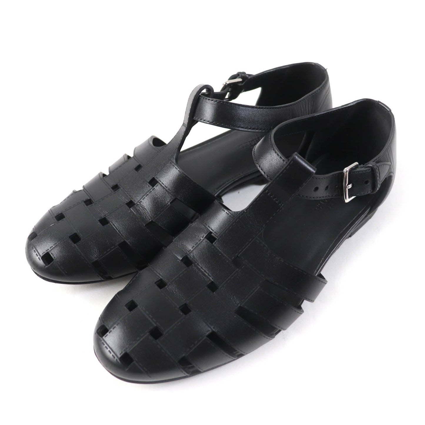 HERMES Sandals H241101Z leather black Indigo 37
