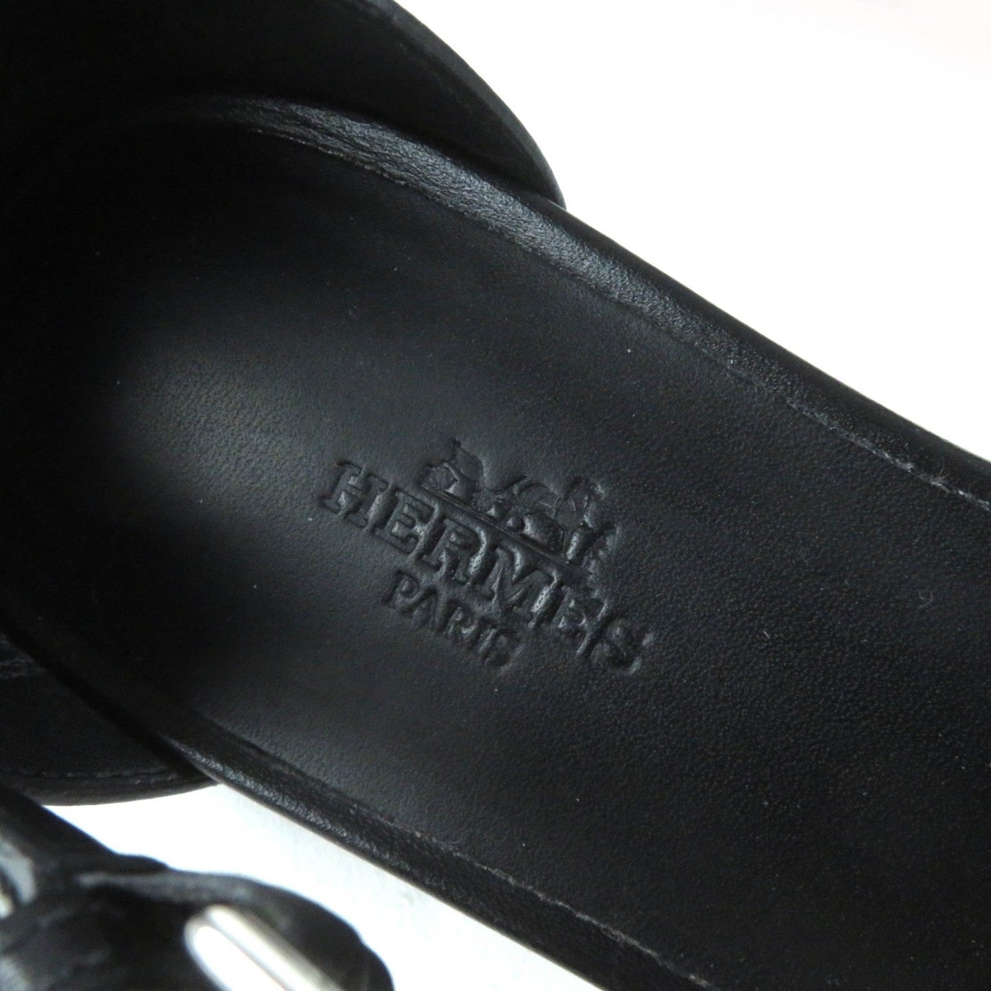 HERMES Sandals H241101Z leather black Indigo 37
