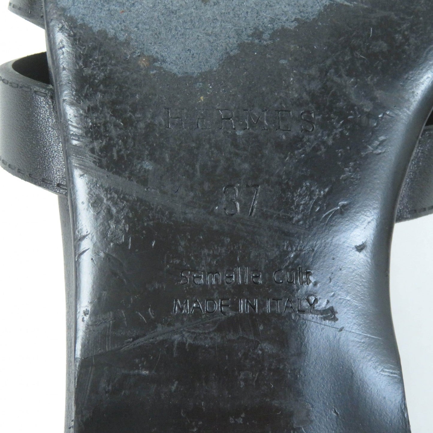 HERMES Sandals H241101Z leather black Indigo 37