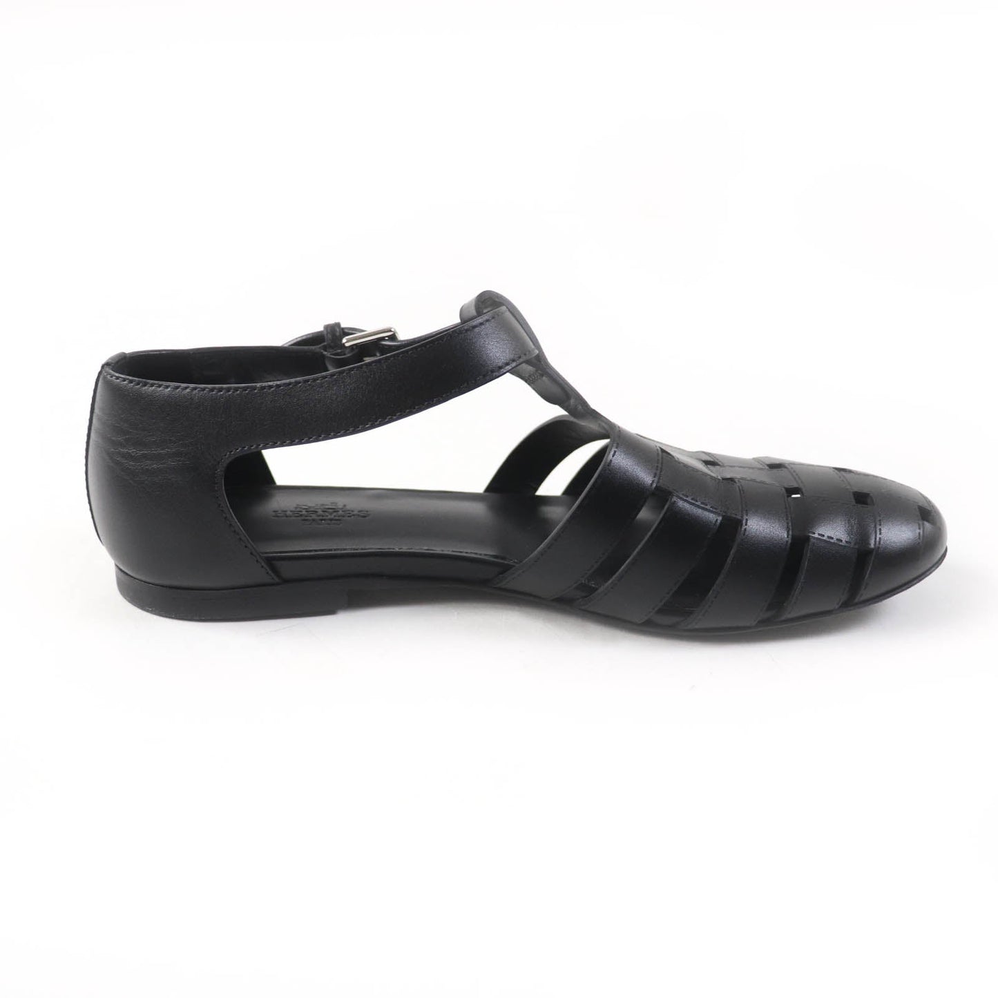 HERMES Sandals H241101Z leather black Indigo 37