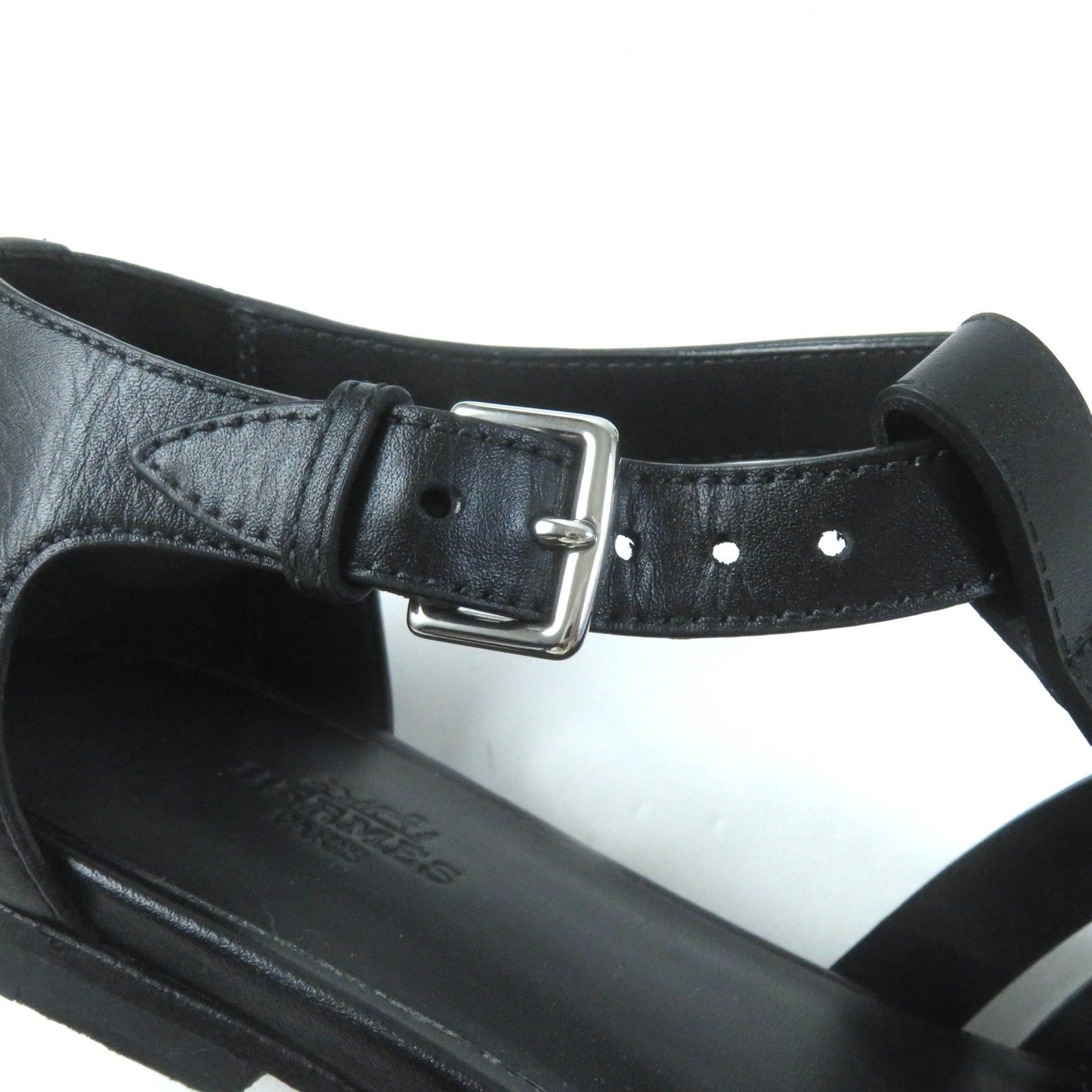 HERMES Sandals H241101Z leather black Indigo 37