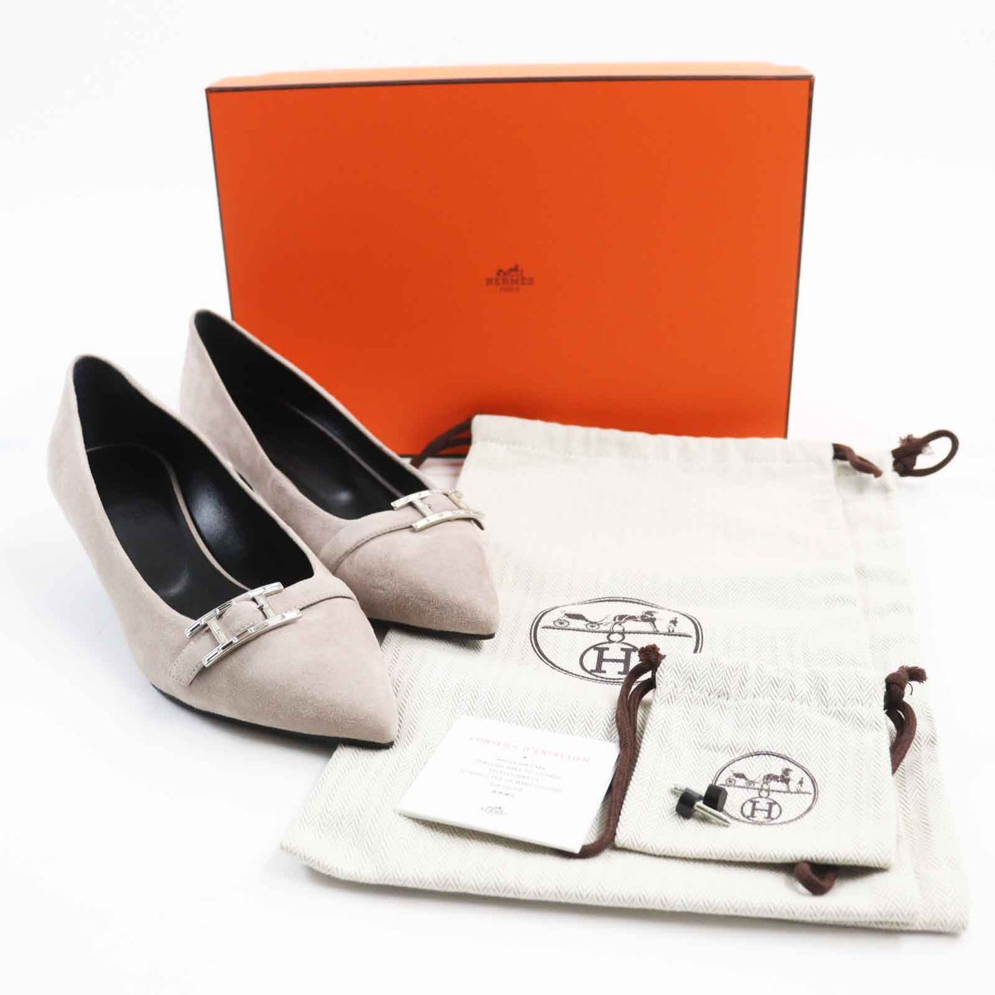 HERMES pumps BN202009Z Suede leather Greige type 36