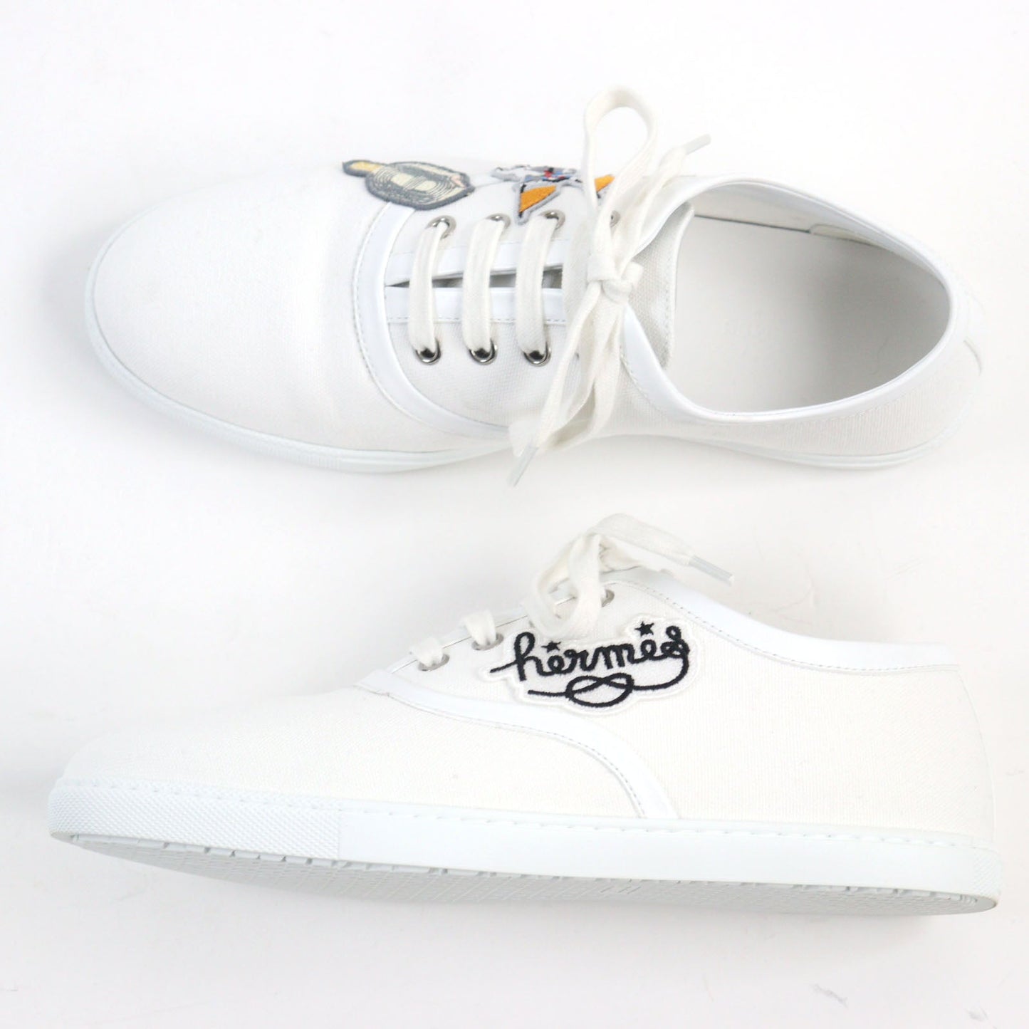HERMES sneakers H241907ZH90410 canvas white Innocent 39.5