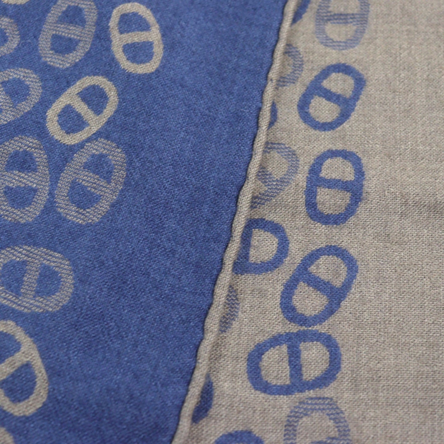 HERMES Scarf Main: 70% cashmere, Main: 30% silk Blue Light Brown mens Used