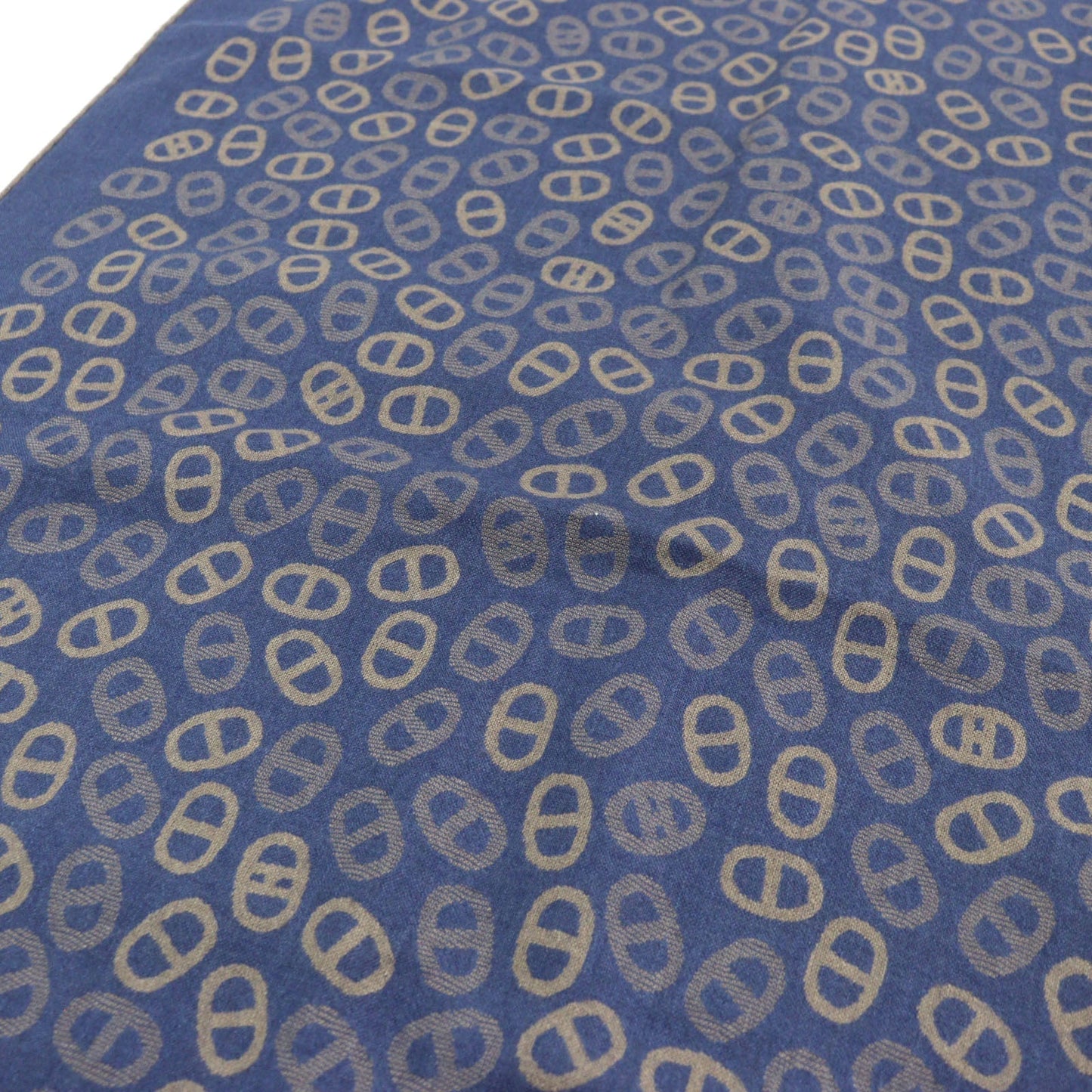 HERMES Scarf Main: 70% cashmere, Main: 30% silk Blue Light Brown mens Used