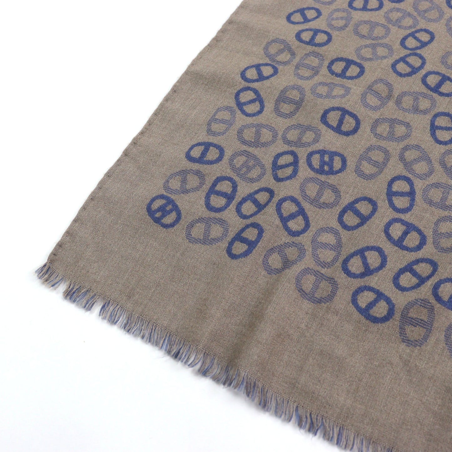 HERMES Scarf Main: 70% cashmere, Main: 30% silk Blue Light Brown mens Used