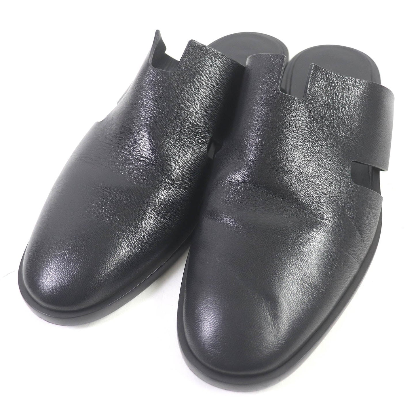 HERMES Sandals leather black 43