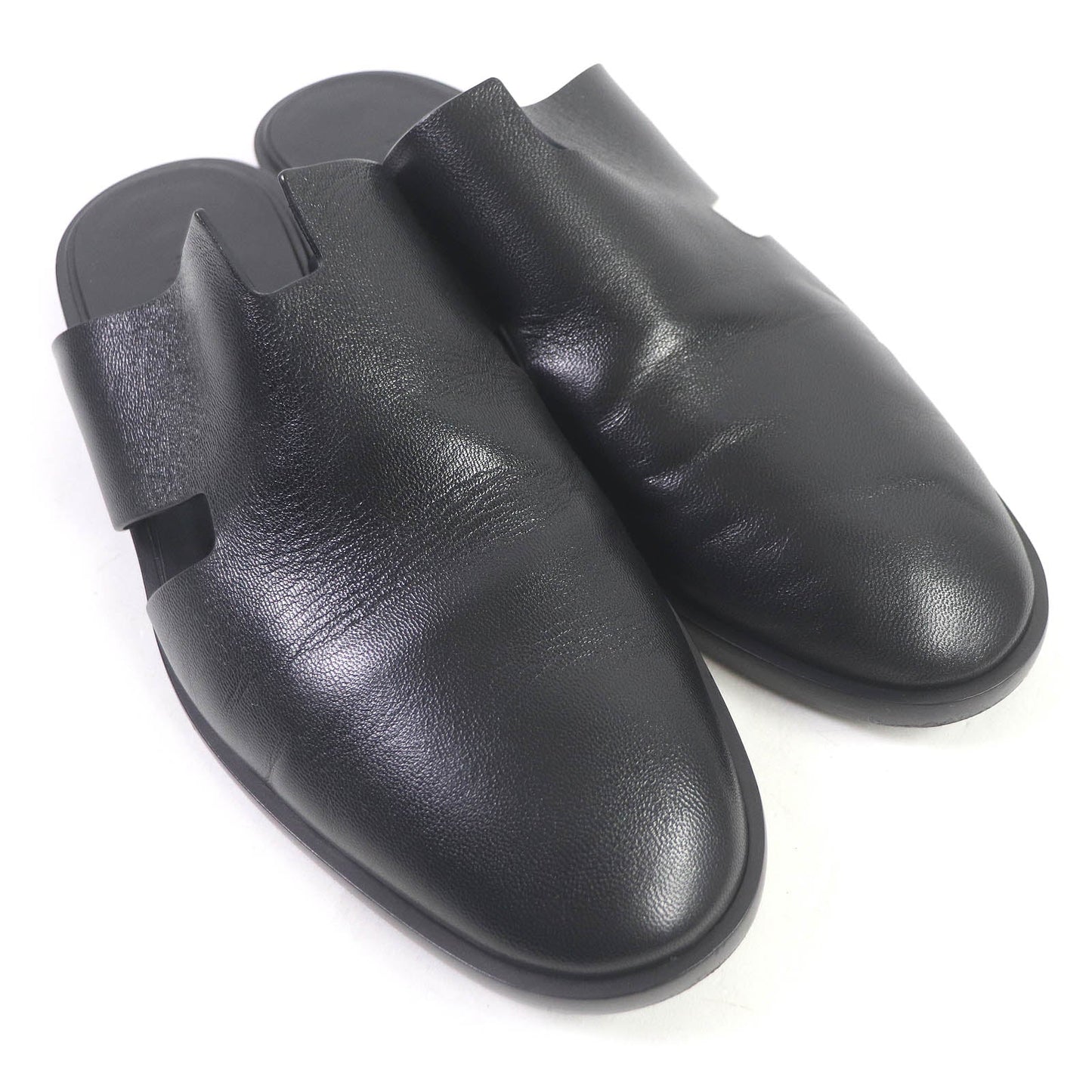 HERMES Sandals leather black 43