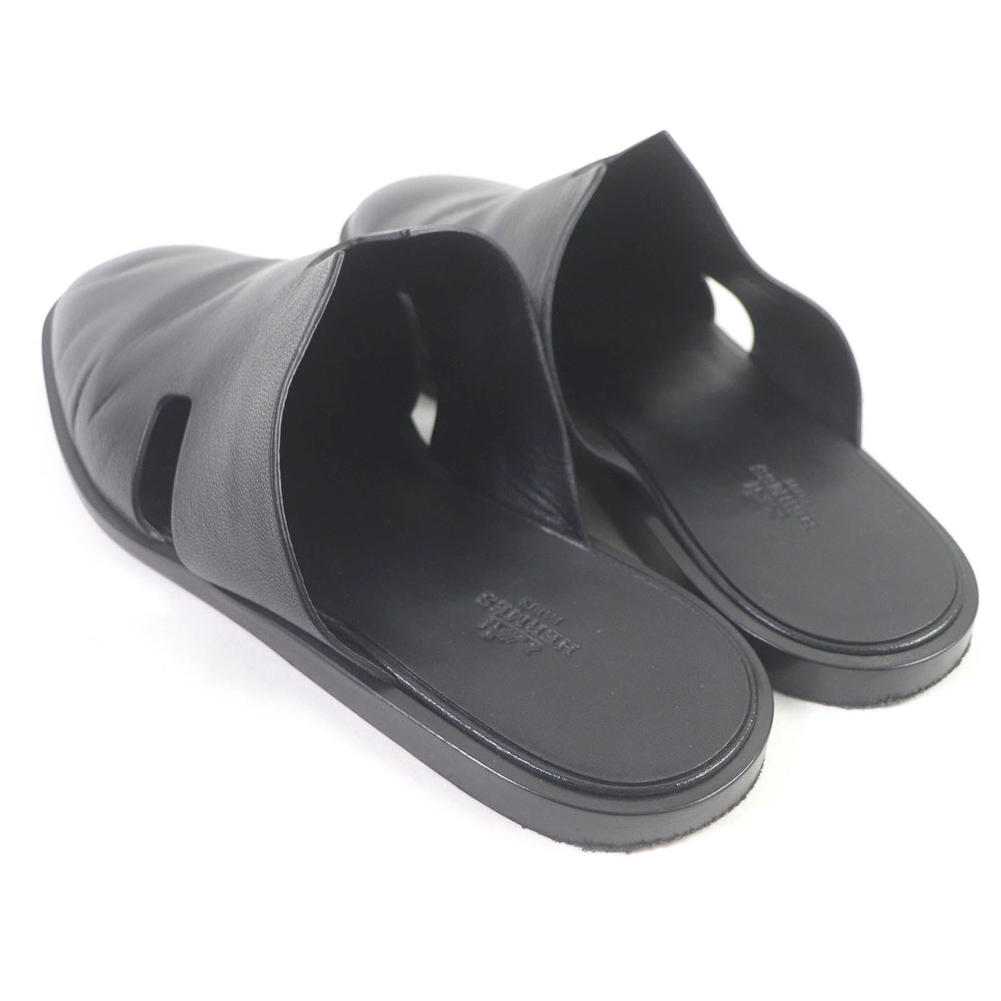 HERMES Sandals leather black 43