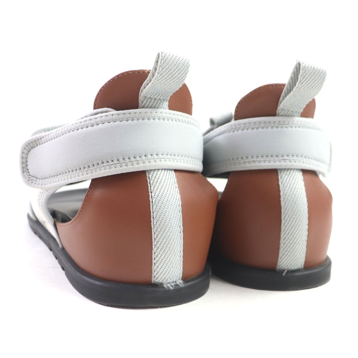 HERMES Sandals FR231747ZH Nylon Blue Gray Brown Black Giorno 42
