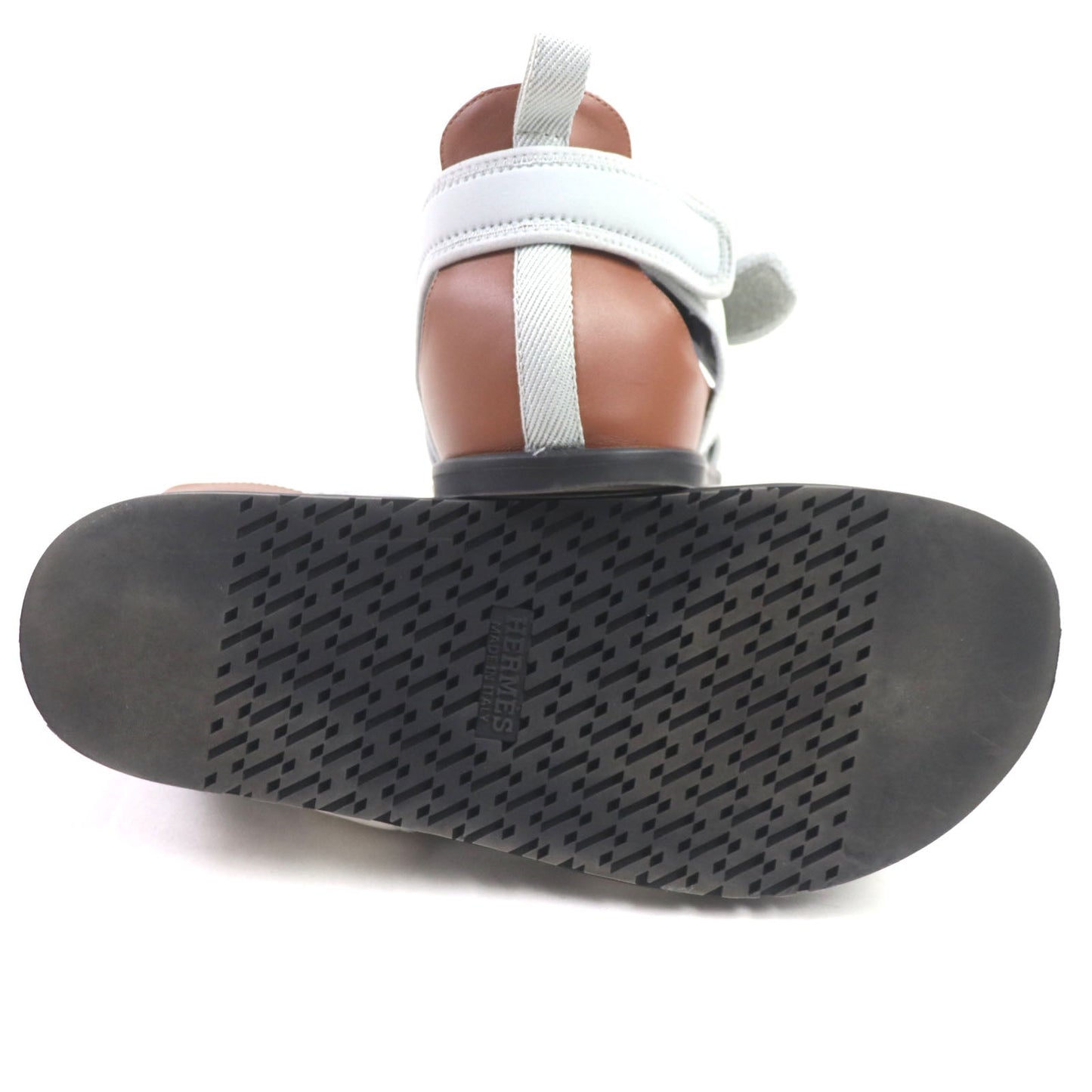 HERMES Sandals FR231747ZH Nylon Blue Gray Brown Black Giorno 42