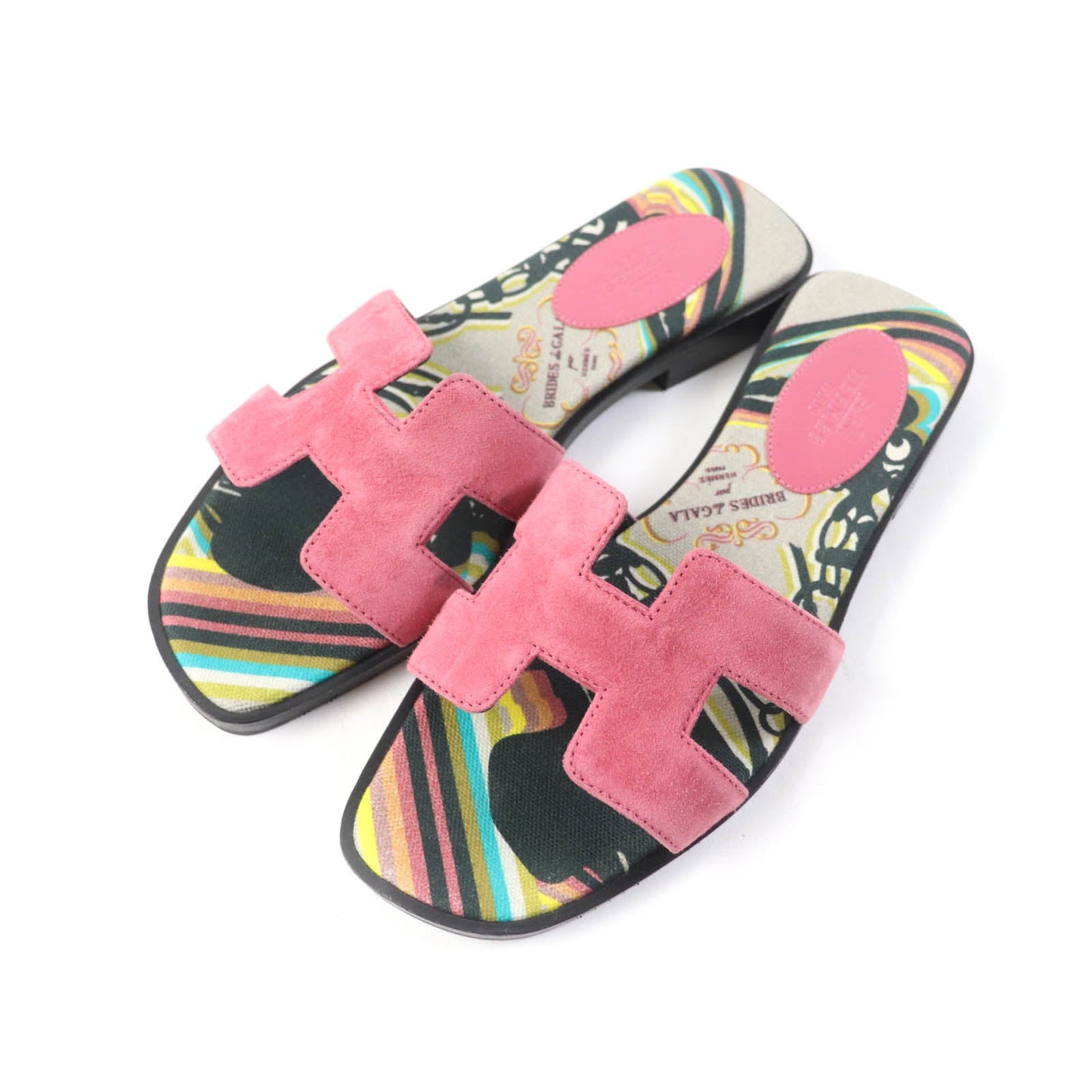 HERMES Sandals Suede leather pink Oran 36