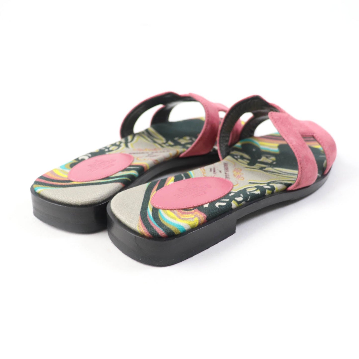 HERMES Sandals Suede leather pink Oran 36