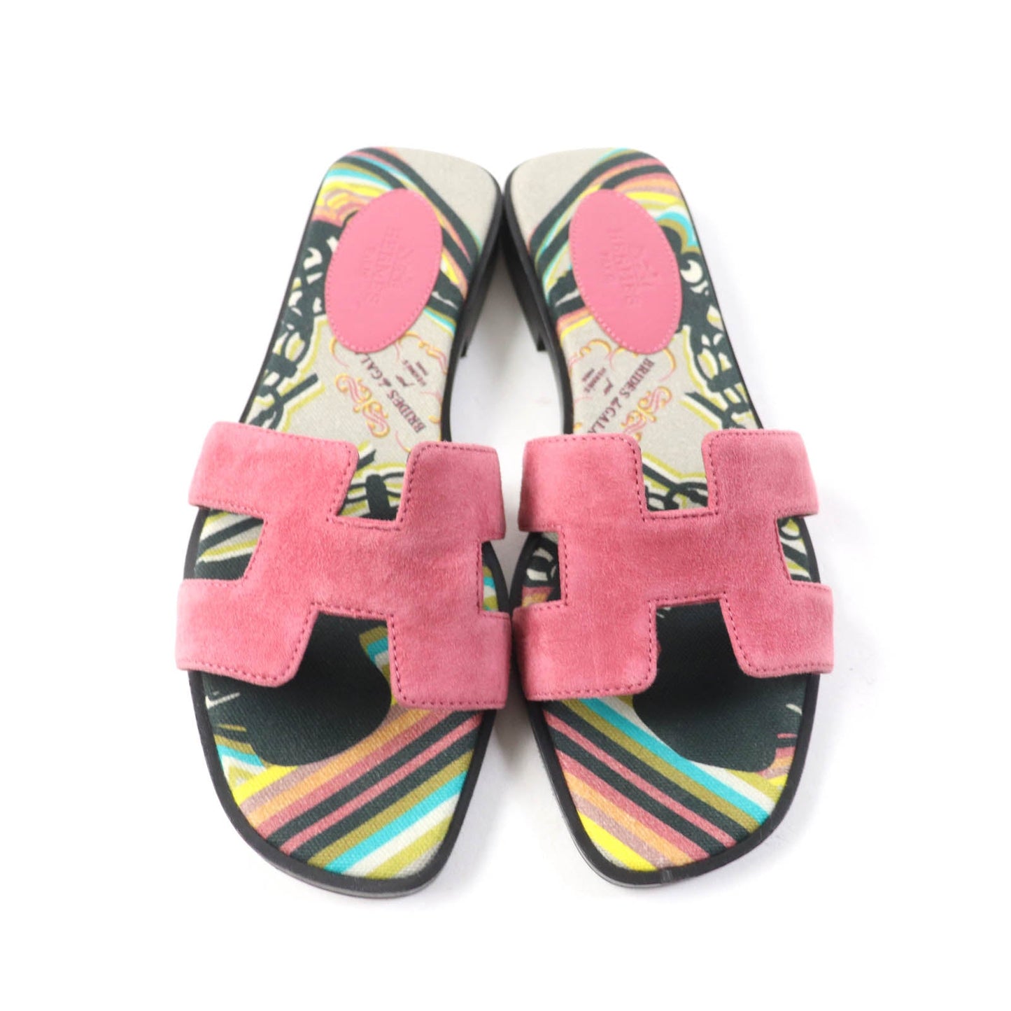 HERMES Sandals Suede leather pink Oran 36
